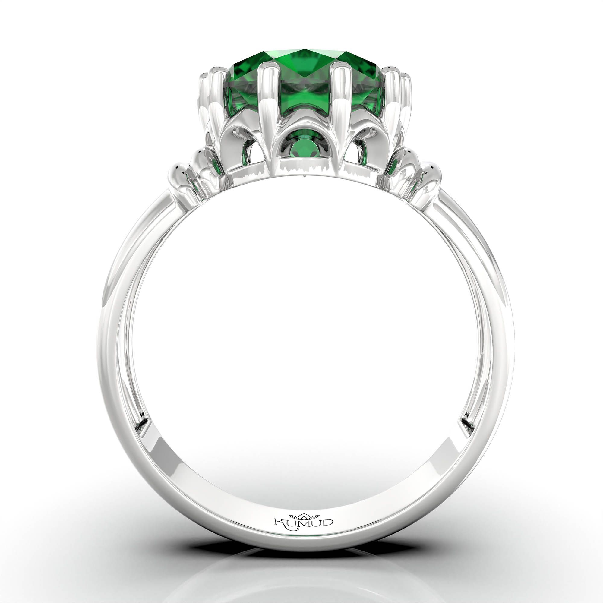 Emerald (Panna) Ring for Women in 925 Sterling Silver – Oval 9x8 mm, Prong Setting, 1.8 g (Design KF-5) thumbnail