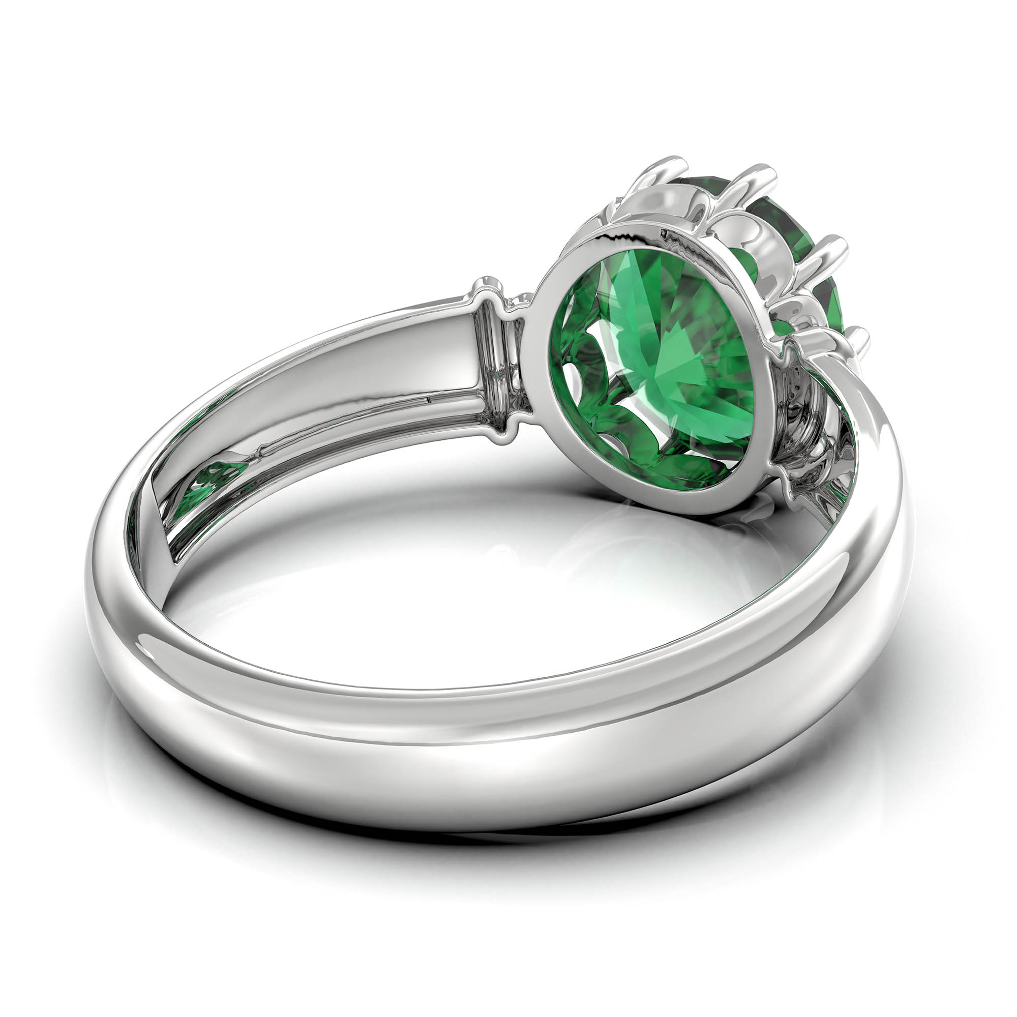 Emerald (Panna) Ring for Women in 925 Sterling Silver – Oval 9x8 mm, Prong Setting, 1.8 g (Design KF-5) thumbnail