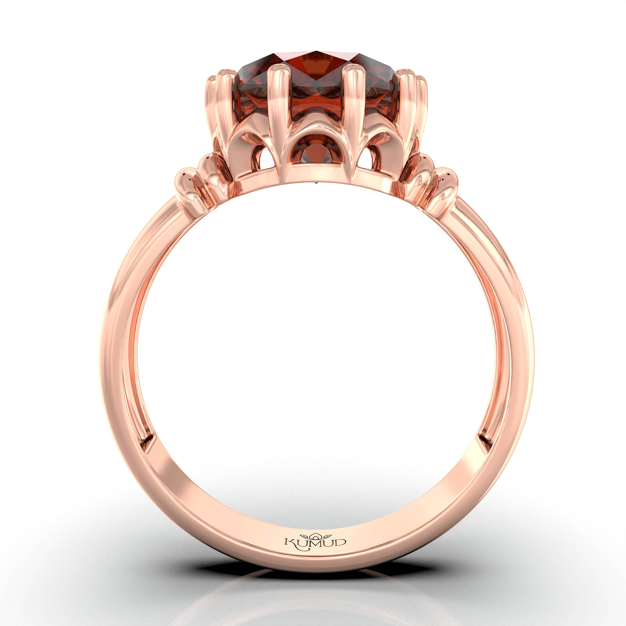 Hessonite (Gomed) Ring for Women in 18K Rose Gold – Oval 9x8 mm, Prong Setting, 3 g (Design KF-5) thumbnail