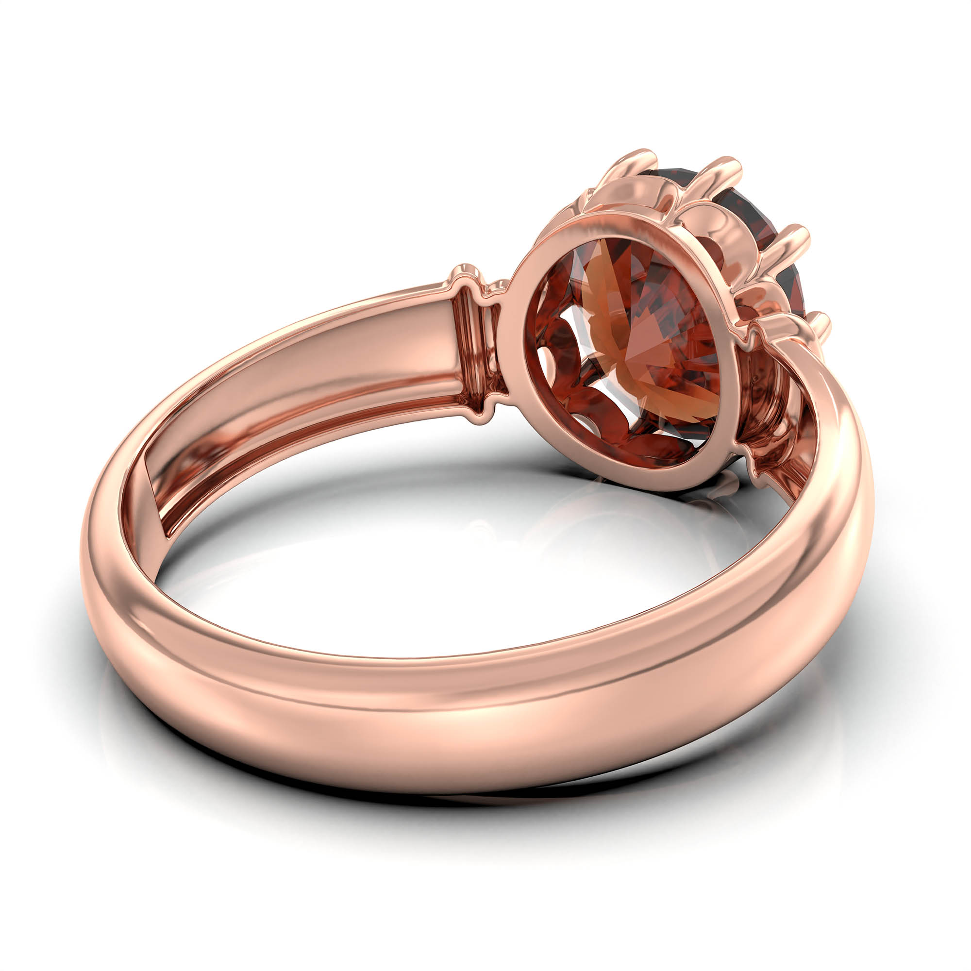 Hessonite (Gomed) Ring for Women in 18K Rose Gold – Oval 9x8 mm, Prong Setting, 3 g (Design KF-5) thumbnail