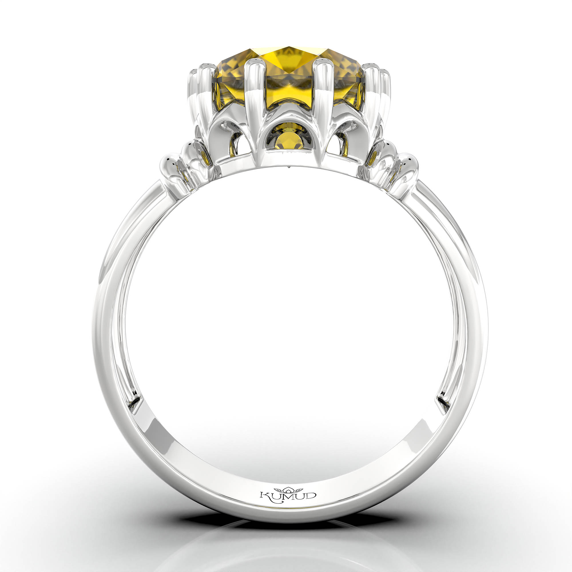 Yellow Sapphire (Pukhraj) Ring for Women in 925 Sterling Silver – Oval 9x8 mm, Prong Setting, 1.8 g (Design KF-5) thumbnail
