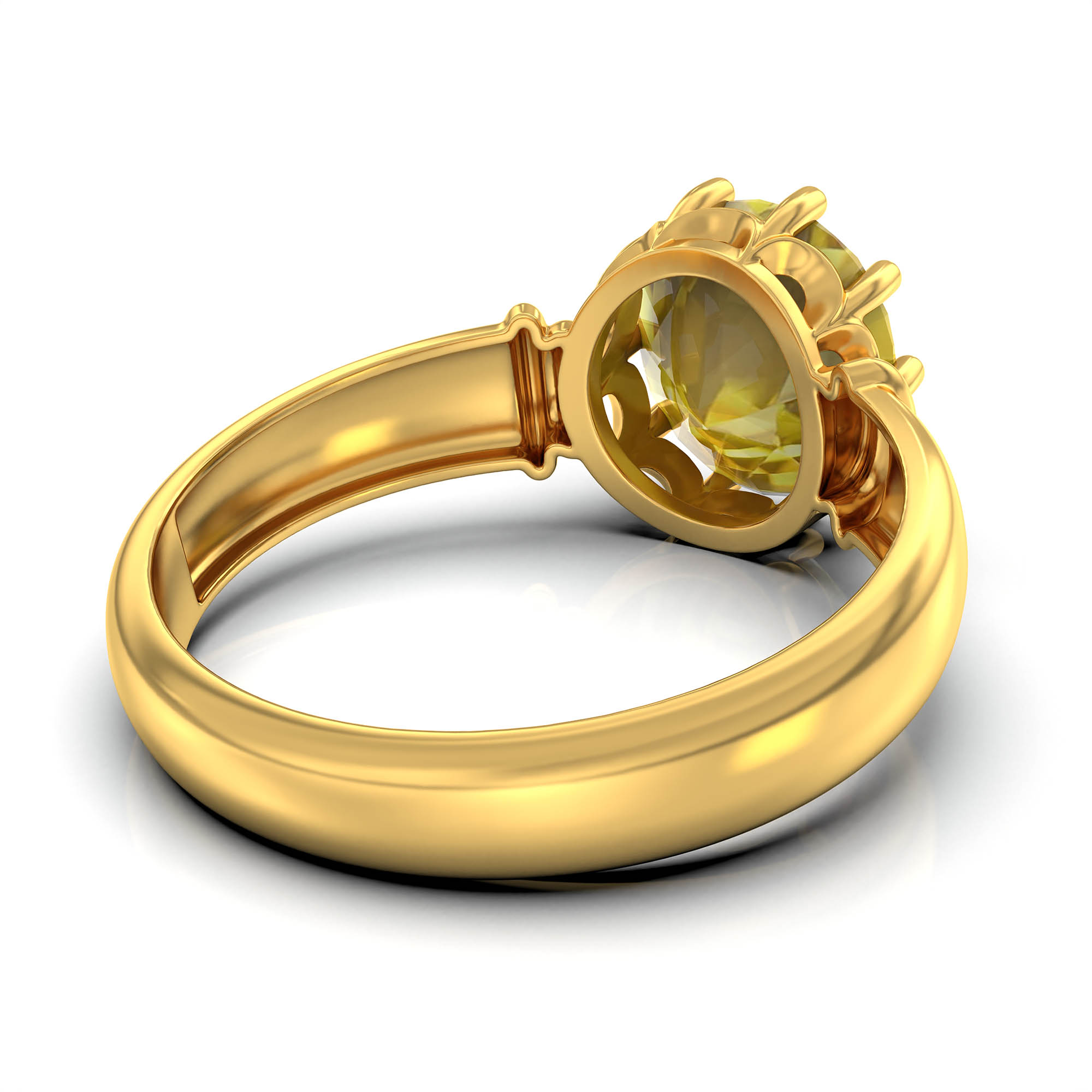 Yellow Sapphire (Pukhraj) Ring for Women in 22K Yellow Gold – Oval 9x8 mm, Prong Setting, 3 g (Design KF-5) thumbnail