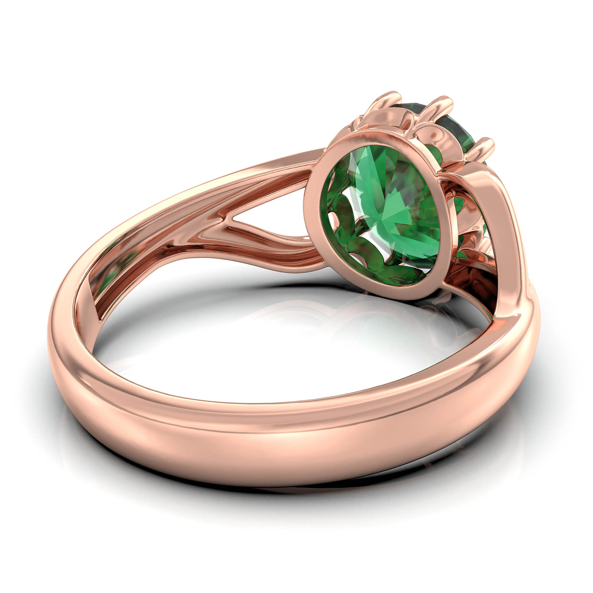 Emerald (Panna) Ring for Women in 18K Rose Gold – Oval 9x8 mm, Prong Setting, 3 g (Design KF-6) thumbnail