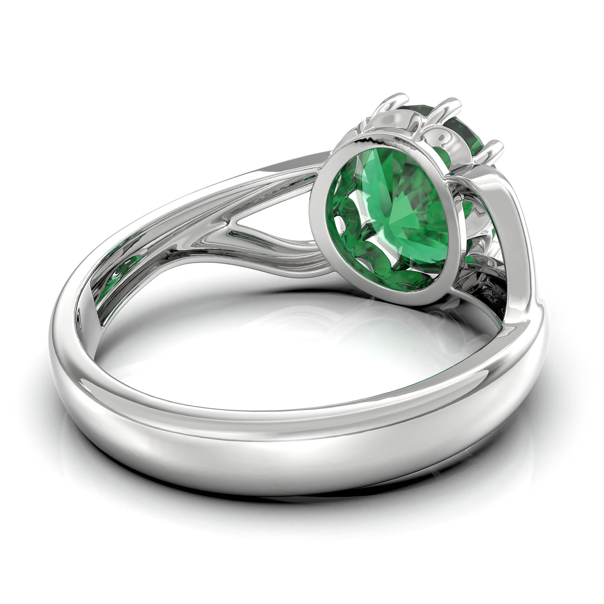 Emerald (Panna) Ring for Women in 925 Sterling Silver – Oval 9x8 mm, Prong Setting, 1.8 g (Design KF-6) thumbnail
