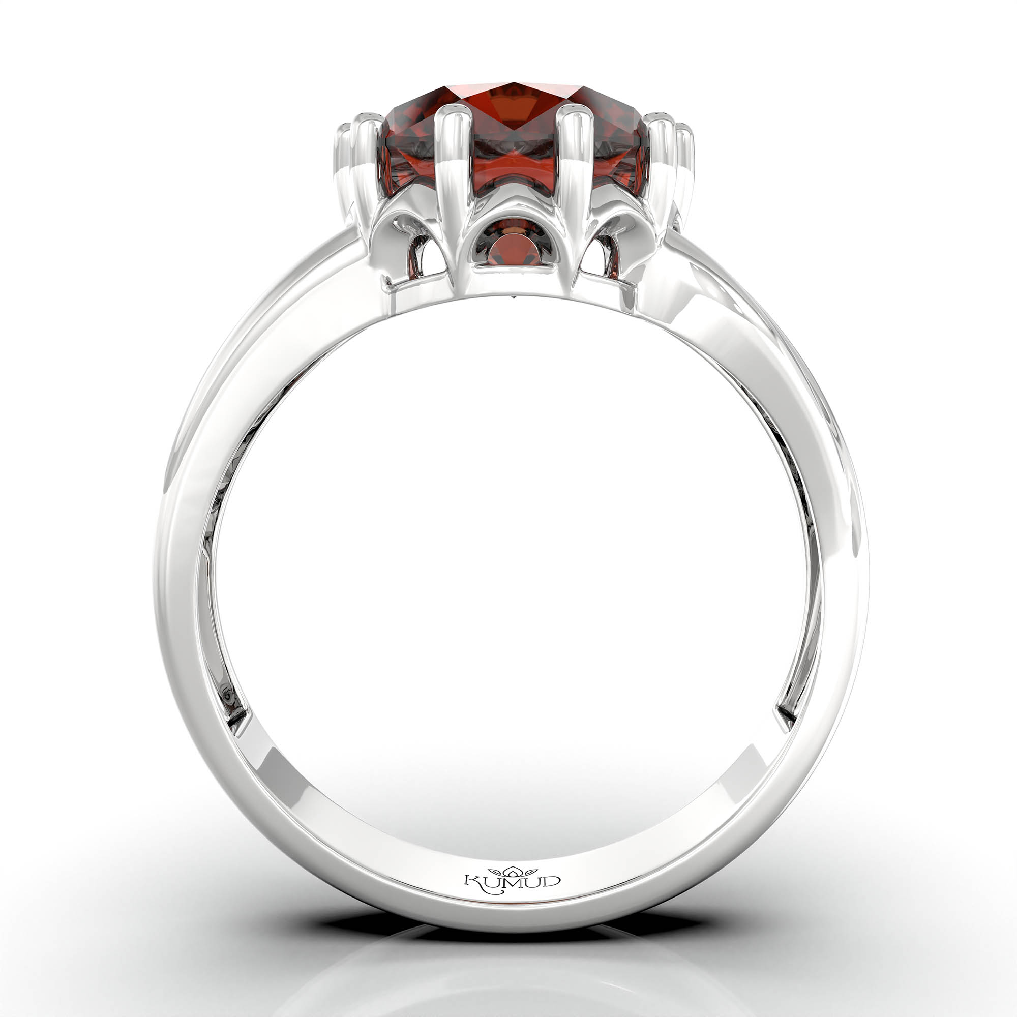 Hessonite (Gomed) Ring for Women in 925 Sterling Silver – Oval 9x8 mm, Prong Setting, 1.8 g (Design KF-6) thumbnail
