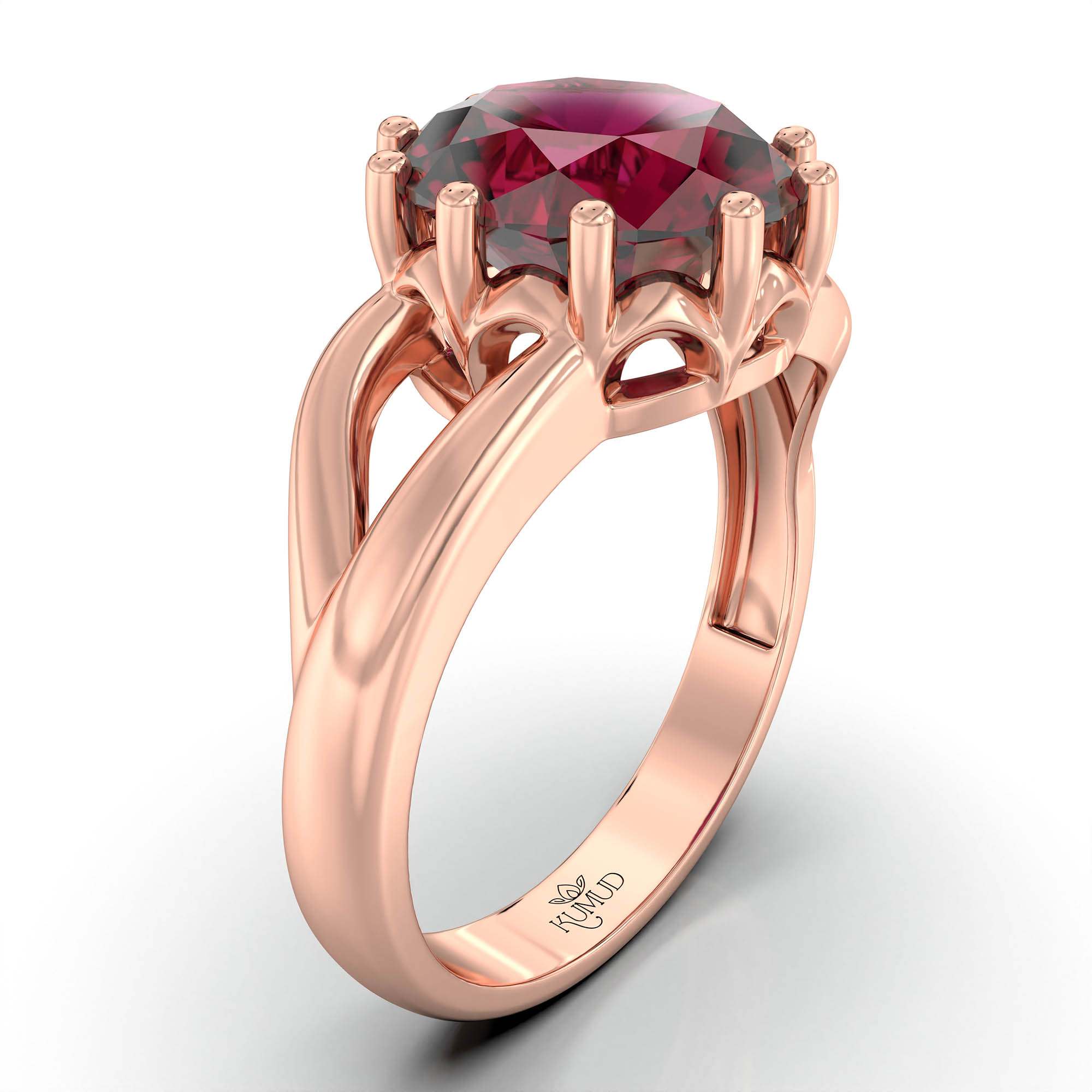 Ruby (Manik) Ring for Women in 18K Rose Gold – Oval 9x8 mm, Prong Setting, 3 g (Design KF-6) thumbnail