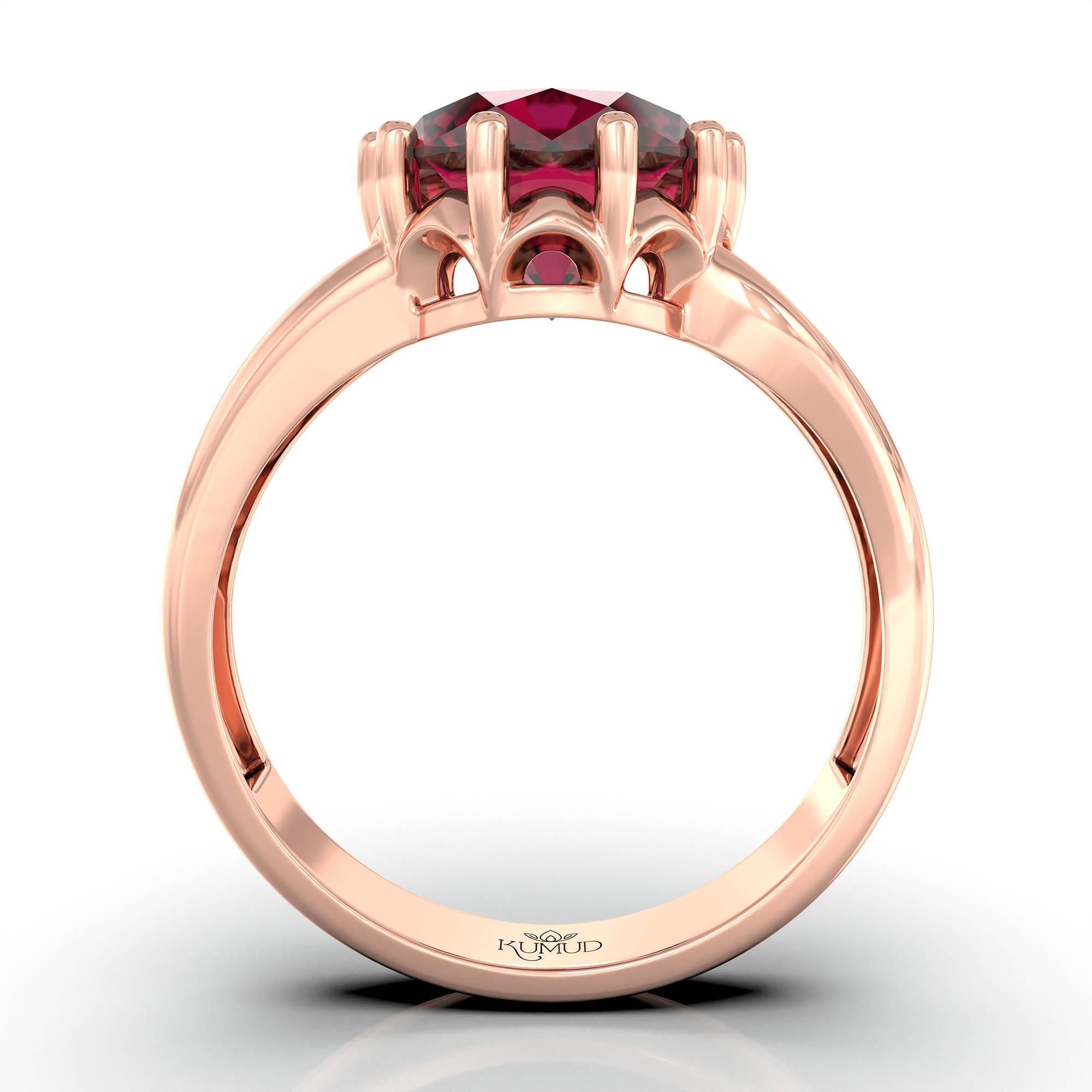 Ruby (Manik) Ring for Women in 18K Rose Gold – Oval 9x8 mm, Prong Setting, 3 g (Design KF-6) thumbnail