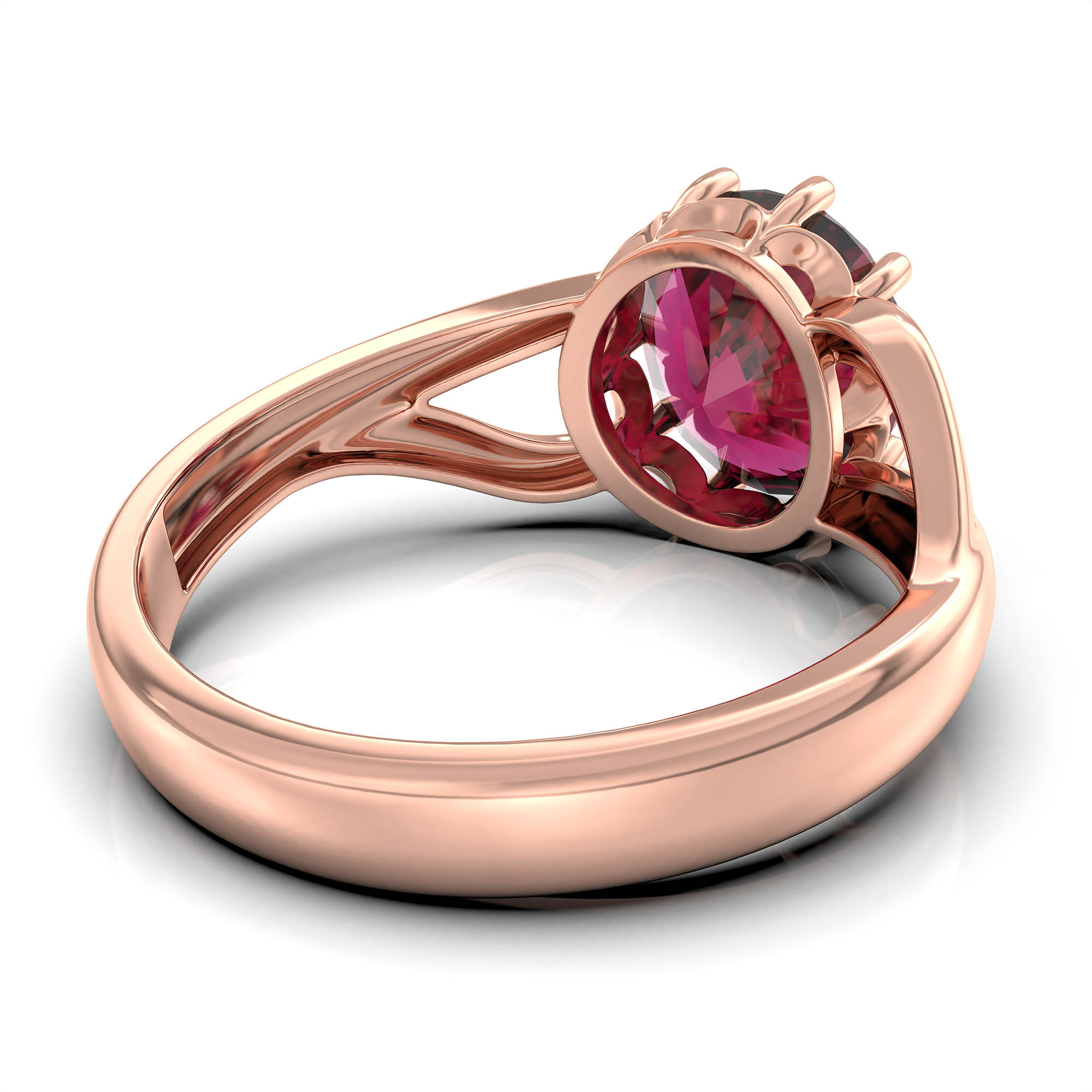 Ruby (Manik) Ring for Women in 18K Rose Gold – Oval 9x8 mm, Prong Setting, 3 g (Design KF-6) thumbnail