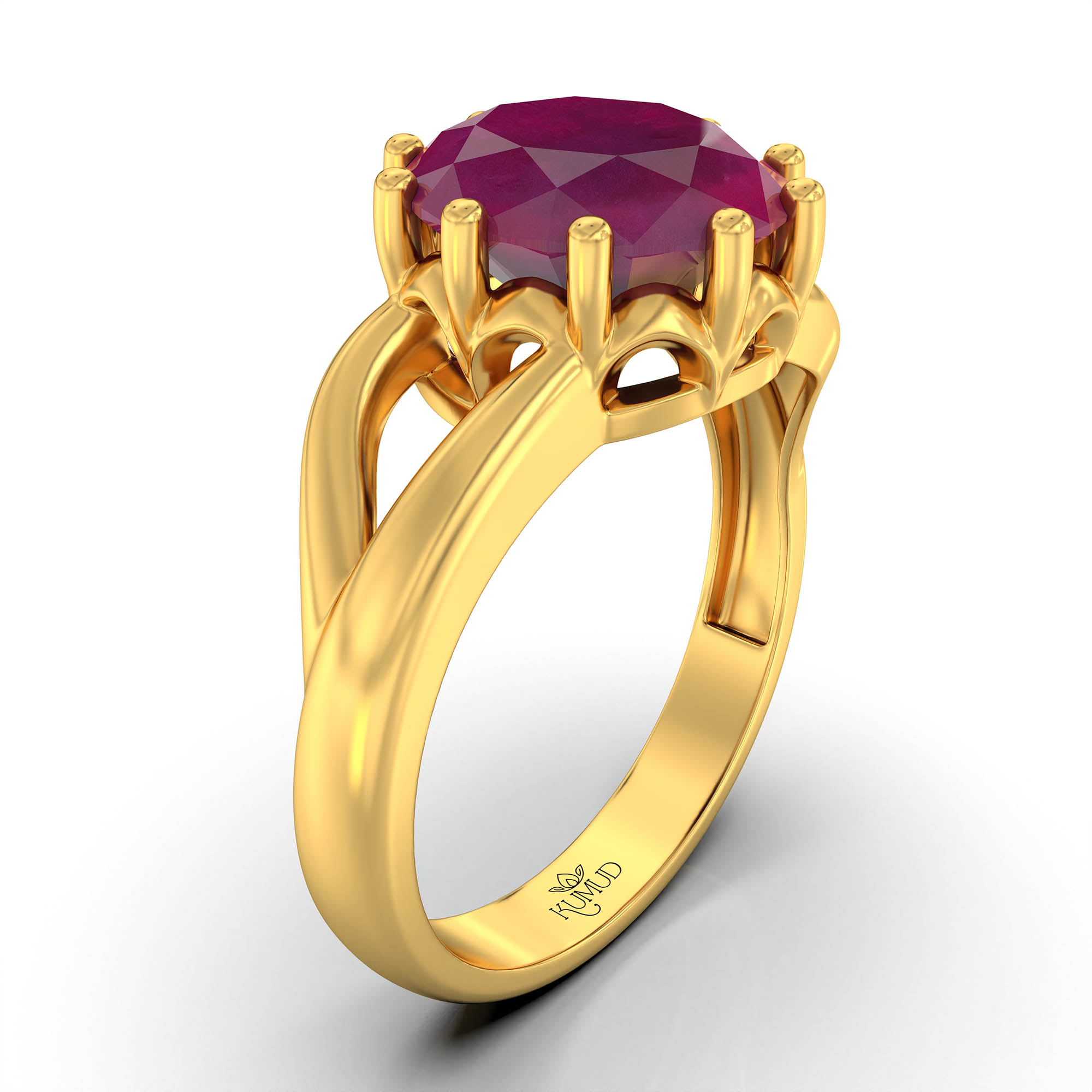 Ruby (Manik) Ring for Women in 22K Yellow Gold – Oval 9x8 mm, Prong Setting, 3 g (Design KF-6) thumbnail