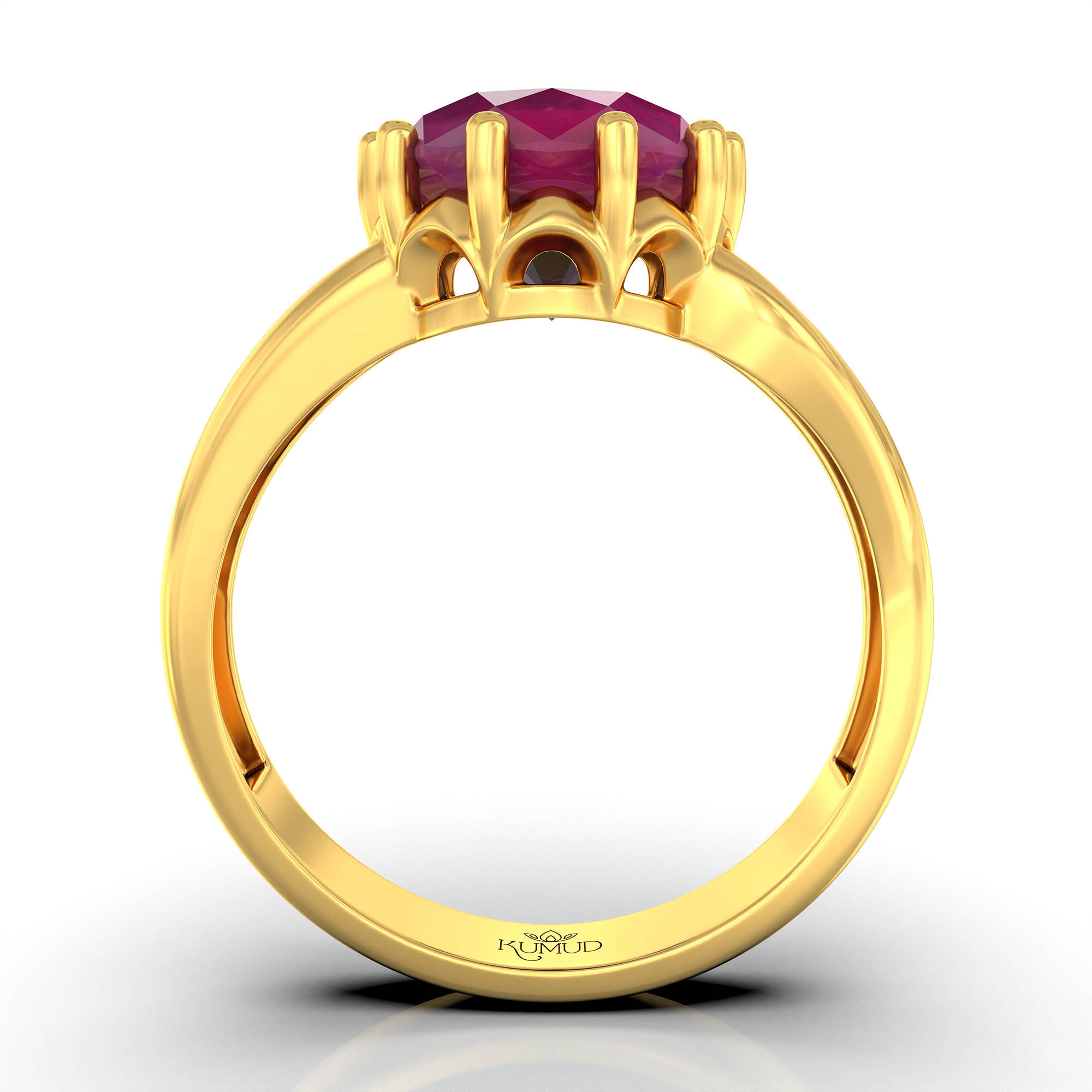 Ruby (Manik) Ring for Women in 22K Yellow Gold – Oval 9x8 mm, Prong Setting, 3 g (Design KF-6) thumbnail