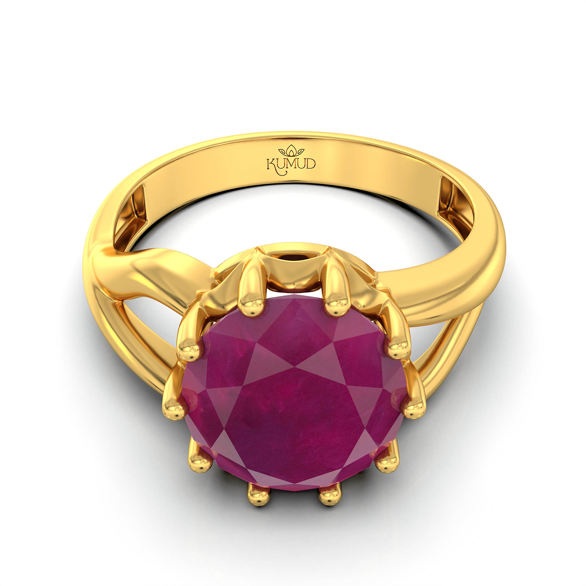 Ruby (Manik) Ring for Women in 22K Yellow Gold – Oval 9x8 mm, Prong Setting, 3 g (Design KF-6) thumbnail