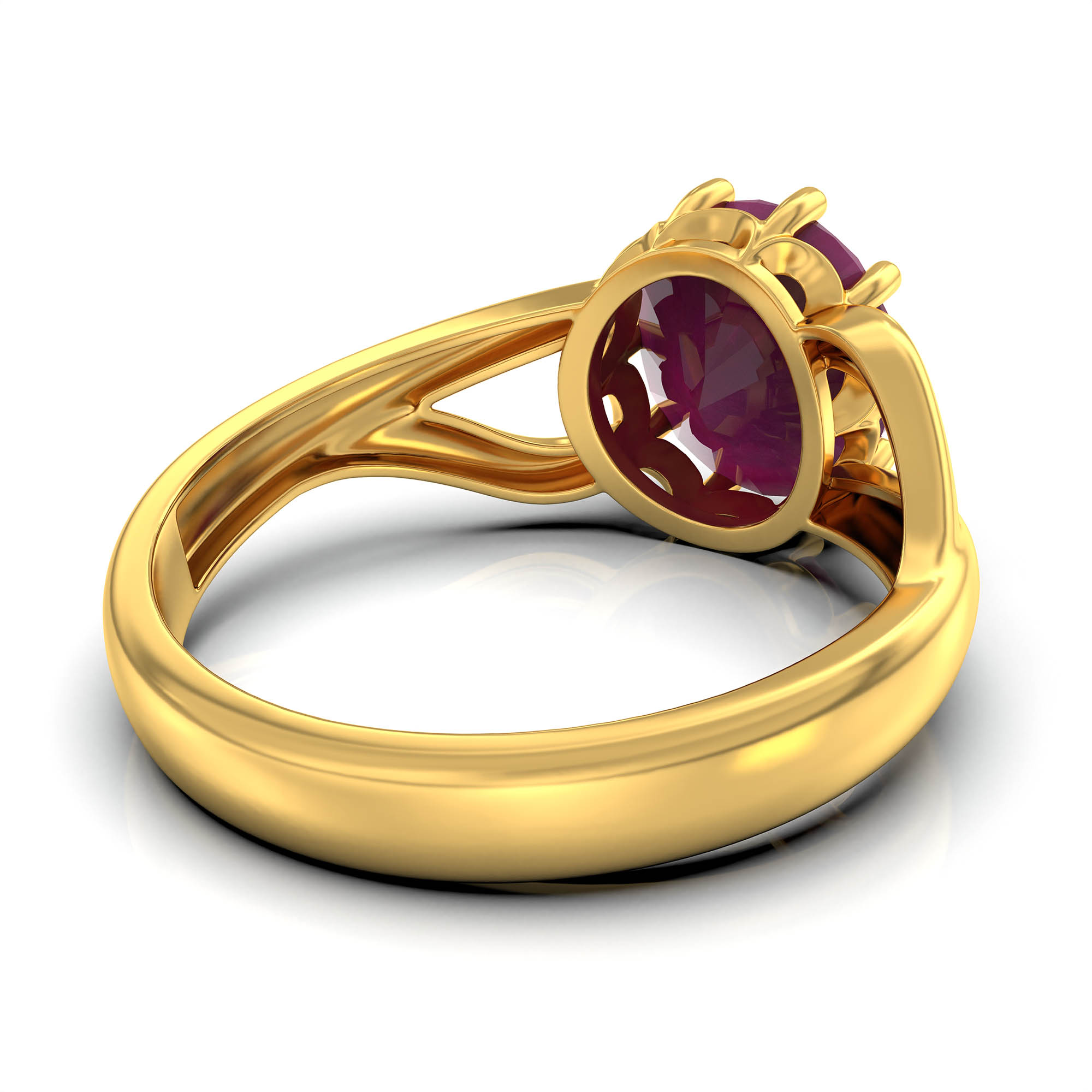 Ruby (Manik) Ring for Women in 22K Yellow Gold – Oval 9x8 mm, Prong Setting, 3 g (Design KF-6) thumbnail