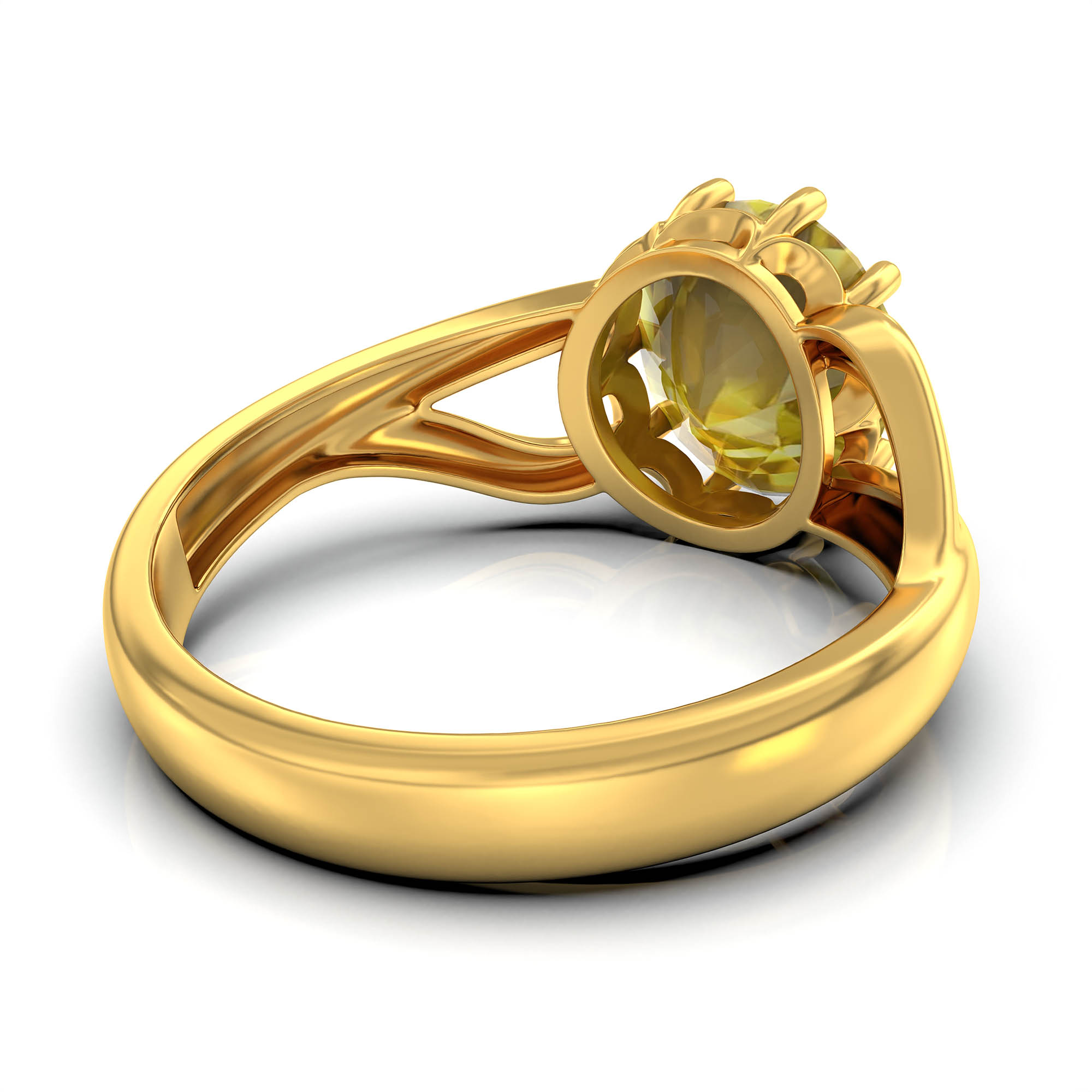 Yellow Sapphire (Pukhraj) Ring for Women in 22K Yellow Gold – Oval 9x8 mm, Prong Setting, 3 g (Design KF-6) thumbnail