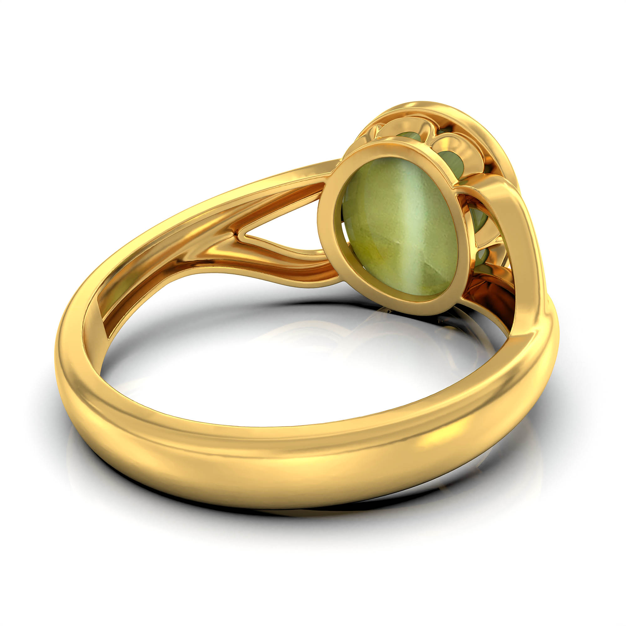Cat's Eye (Lehsunia) Ring for Women in 22K Yellow Gold – Oval Cabochon 9x8 mm, Bezel Setting, 3 g (Design KF-6) thumbnail