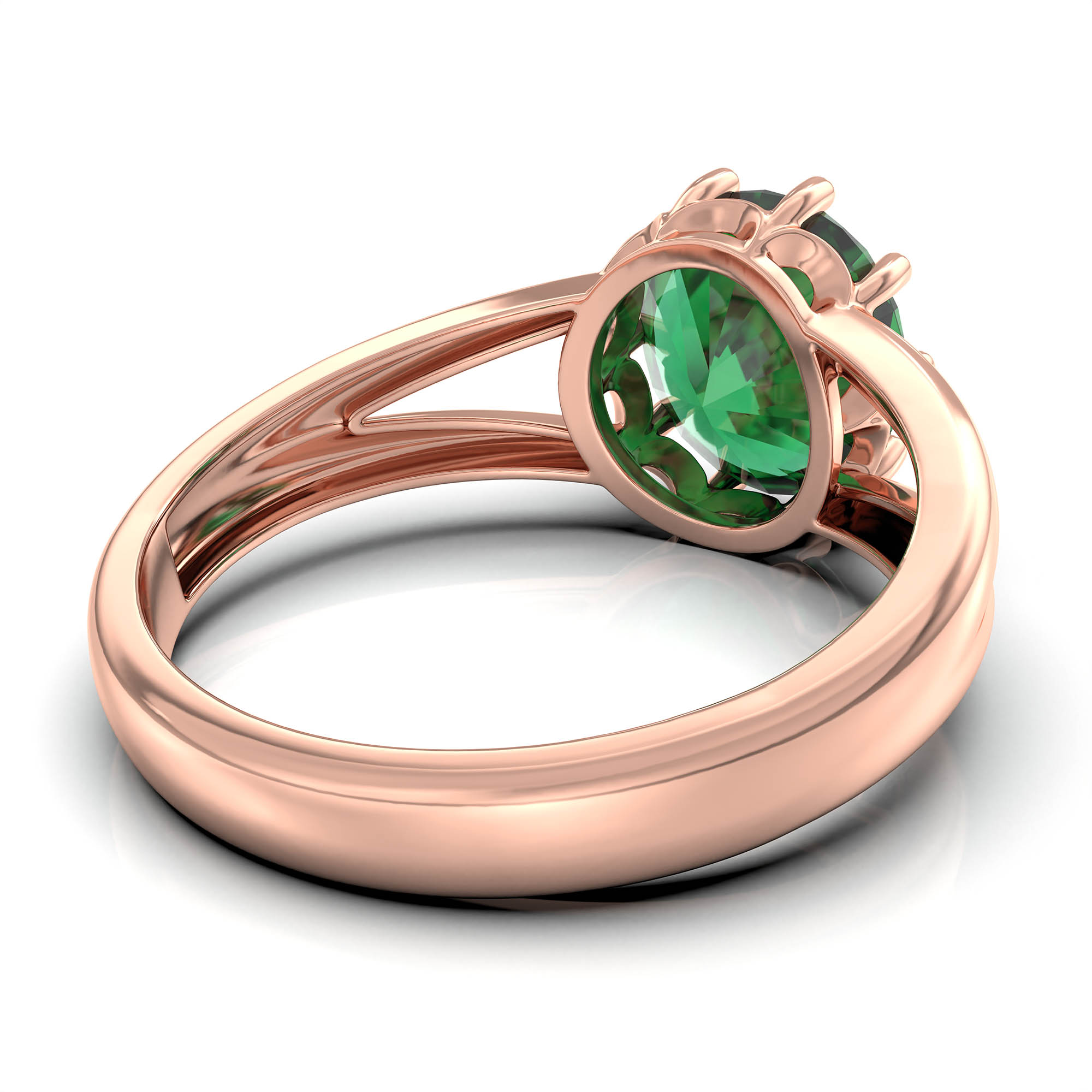 Emerald (Panna) Ring for Women in 18K Rose Gold – Oval 9x8 mm, Prong Setting, 3 g (Design KF-7) thumbnail