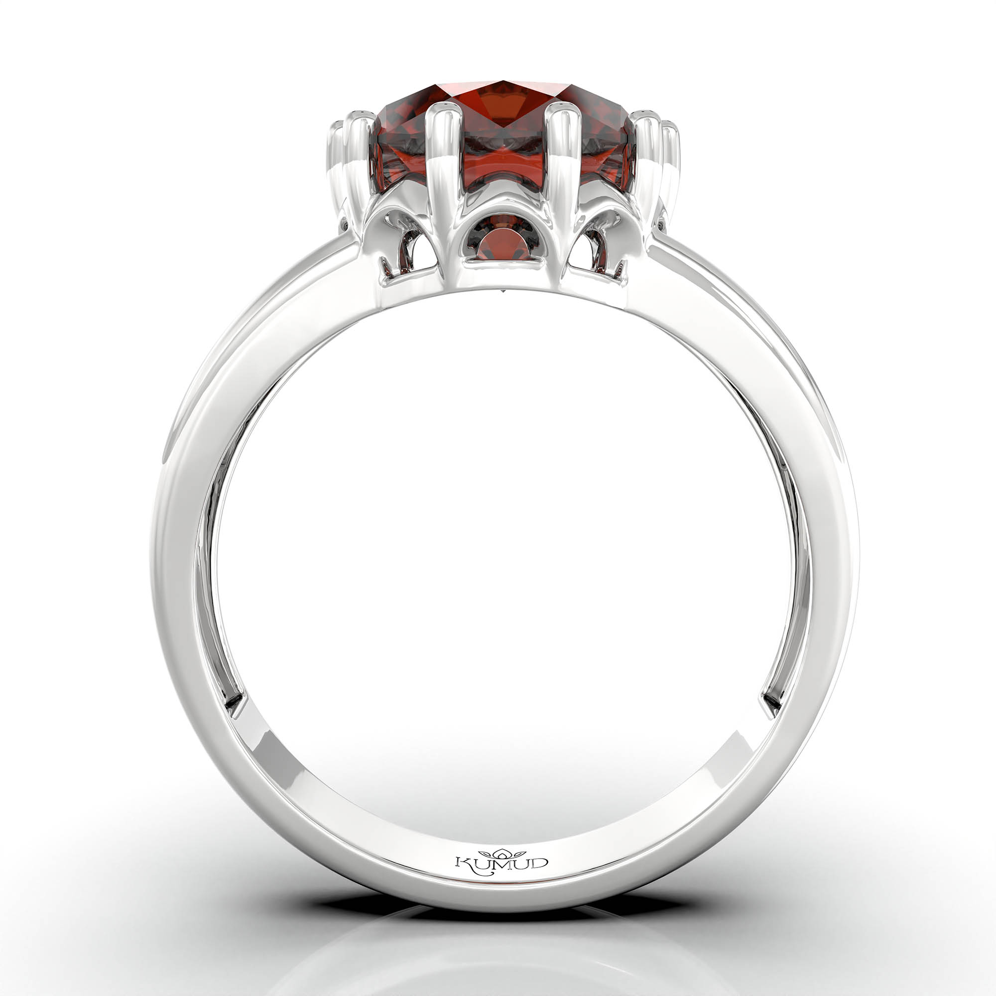 Hessonite (Gomed) Ring for Women in 925 Sterling Silver – Oval 9x8 mm, Prong Setting, 1.8 g (Design KF-7) thumbnail