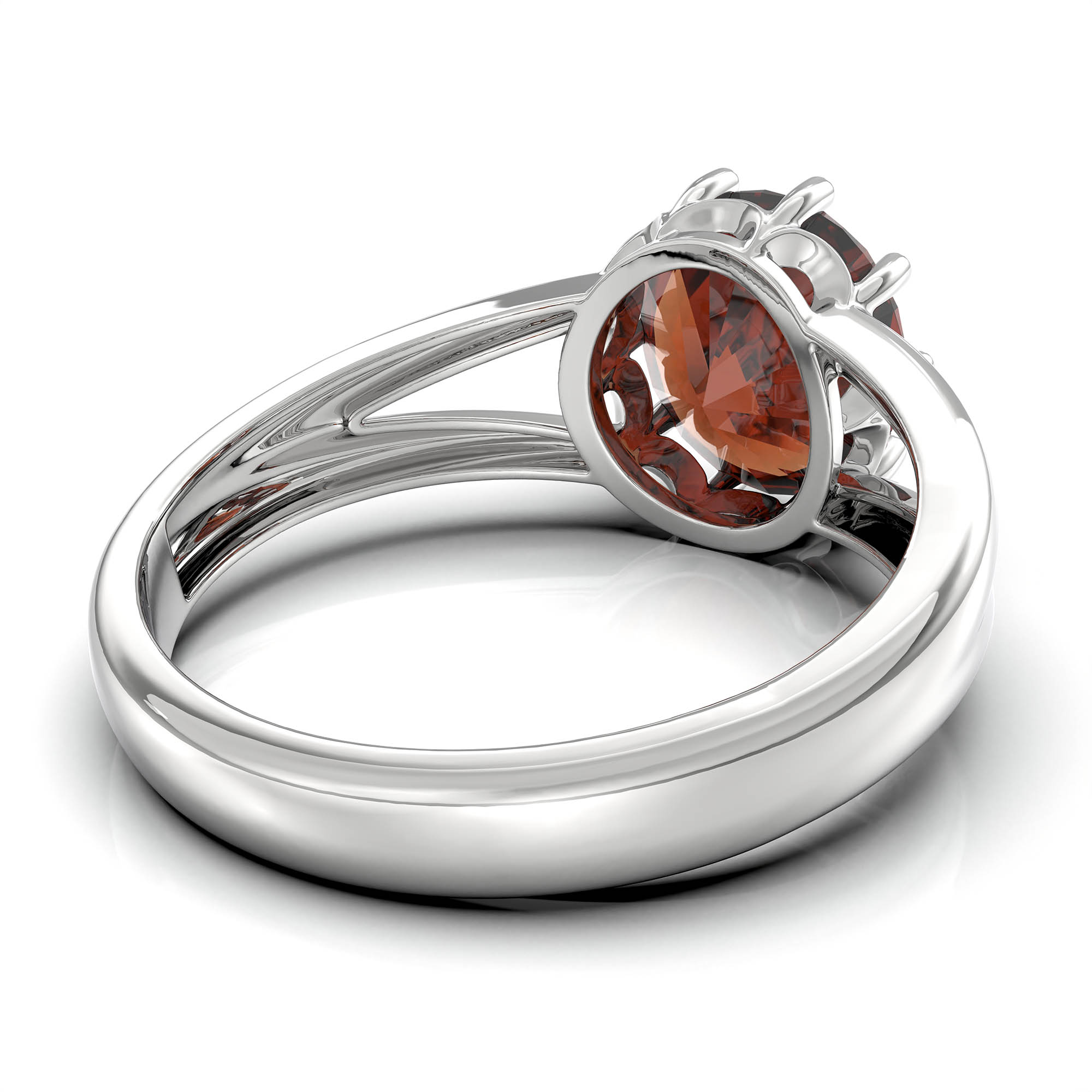 Hessonite (Gomed) Ring for Women in 925 Sterling Silver – Oval 9x8 mm, Prong Setting, 1.8 g (Design KF-7) thumbnail