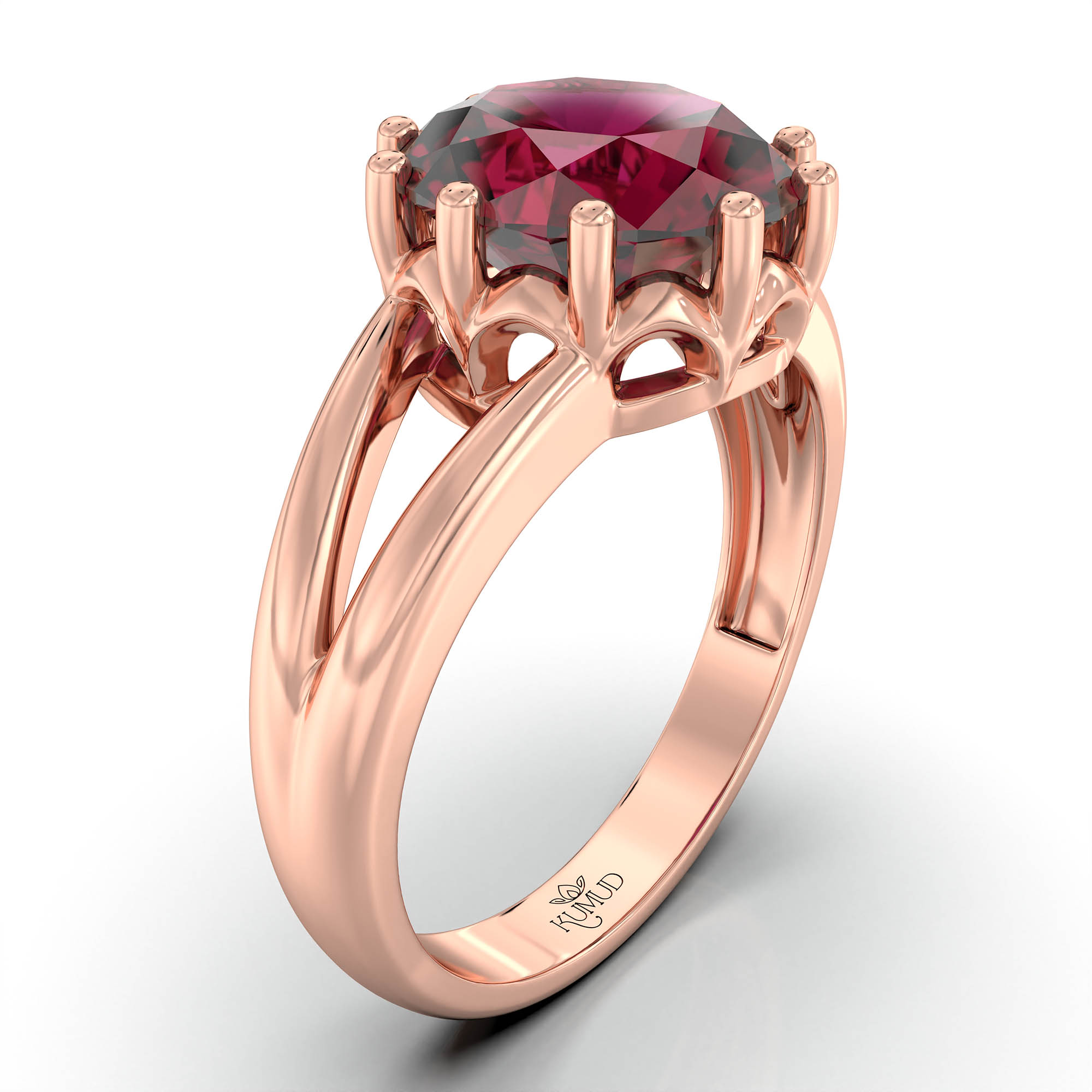Ruby (Manik) Ring for Women in 18K Rose Gold – Oval 9x8 mm, Prong Setting, 3 g (Design KF-7) thumbnail