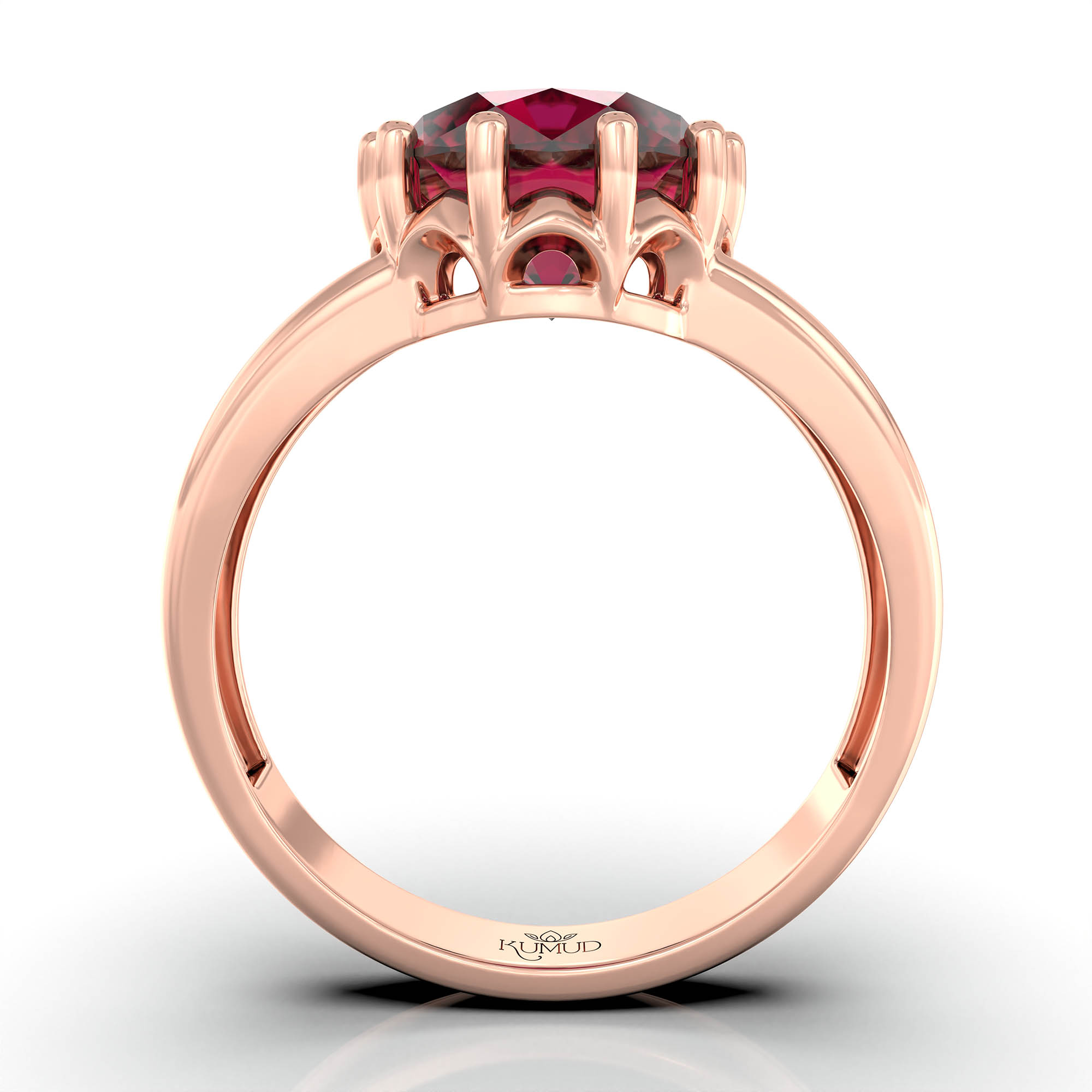Ruby (Manik) Ring for Women in 18K Rose Gold – Oval 9x8 mm, Prong Setting, 3 g (Design KF-7) thumbnail