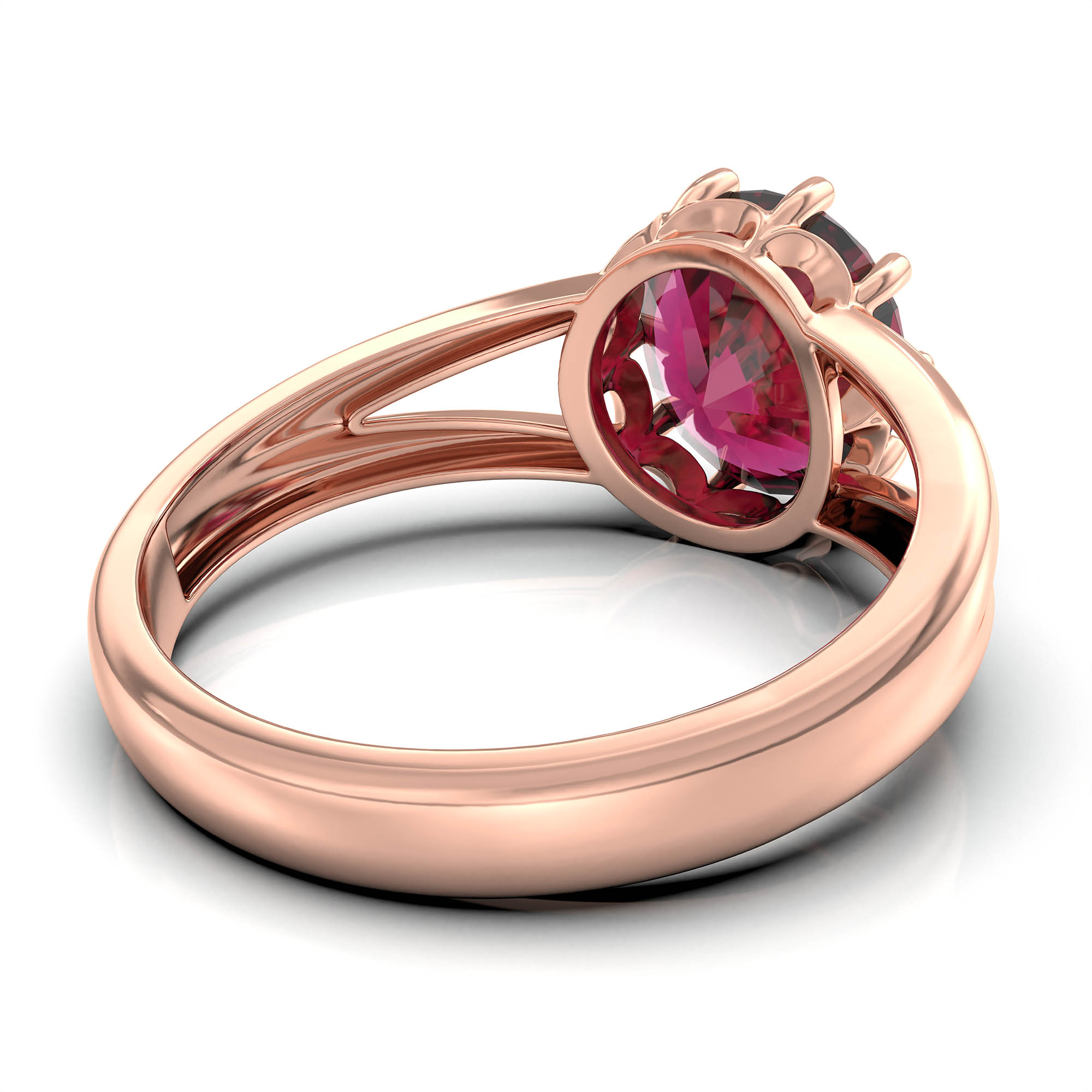 Ruby (Manik) Ring for Women in 18K Rose Gold – Oval 9x8 mm, Prong Setting, 3 g (Design KF-7) thumbnail