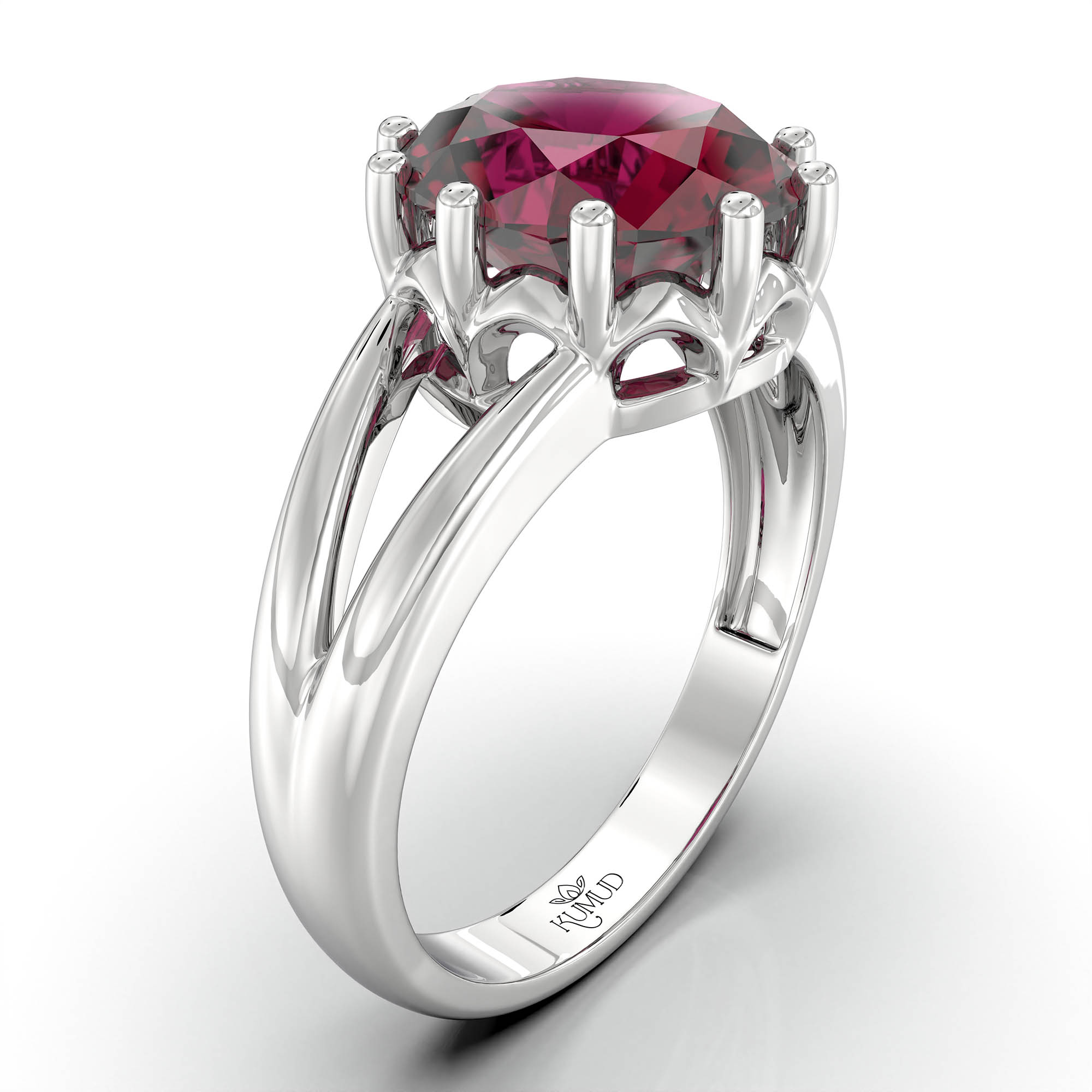 Ruby (Manik) Ring for Women in 925 Sterling Silver – Oval 9x8 mm, Prong Setting, 1.8 g (Design KF-7) thumbnail