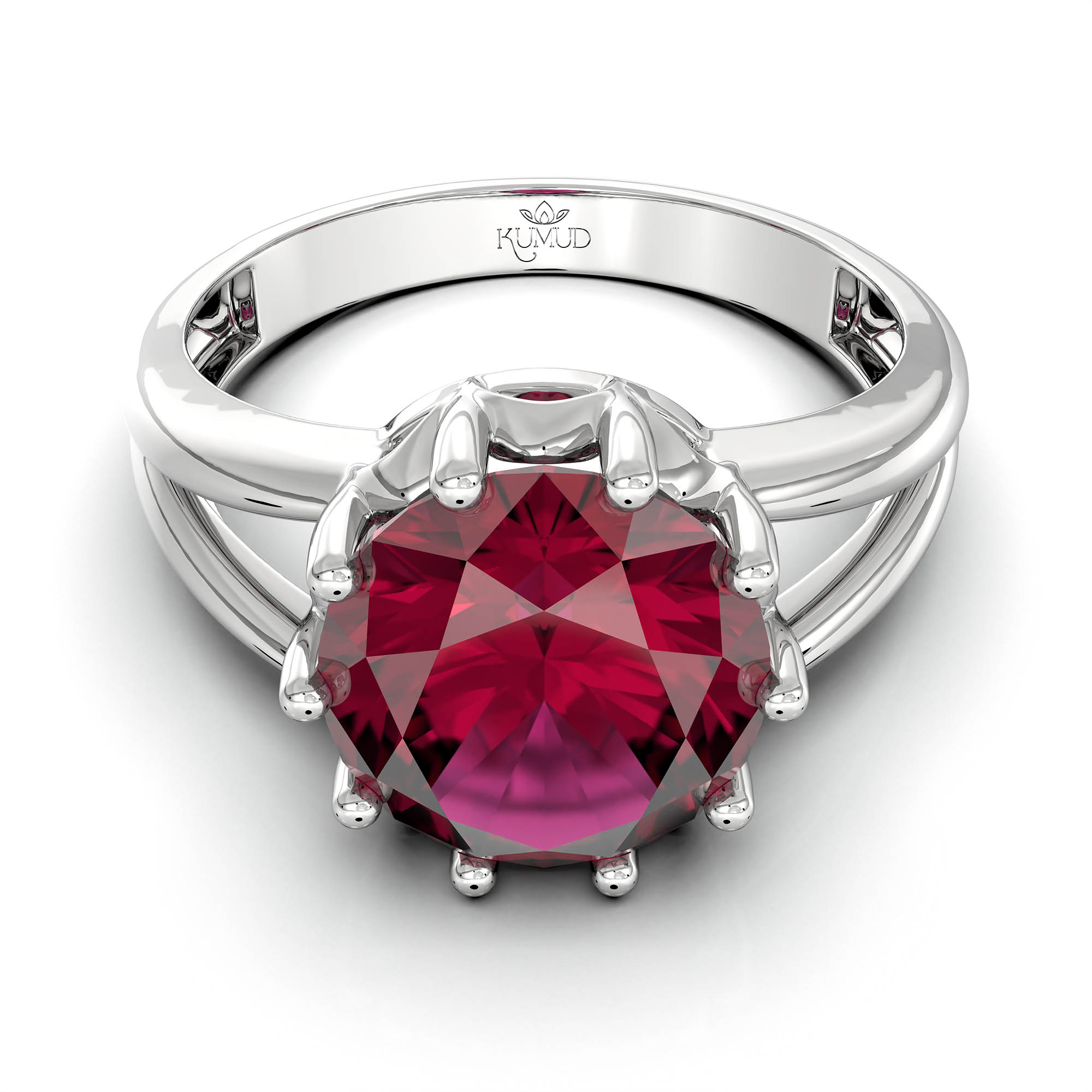 Ruby (Manik) Ring for Women in 925 Sterling Silver – Oval 9x8 mm, Prong Setting, 1.8 g (Design KF-7) thumbnail