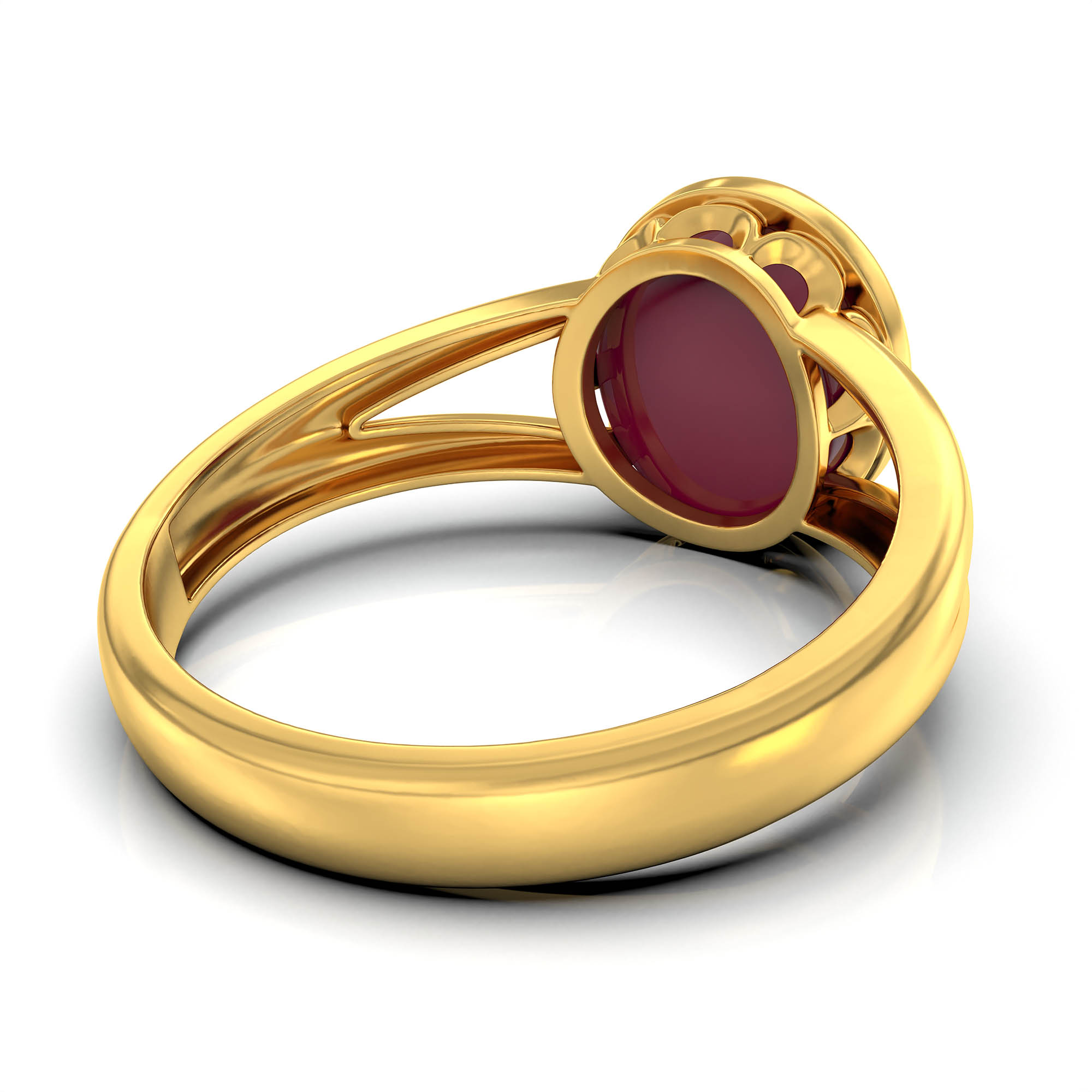 Ruby (Manik) Ring for Women in 22K Yellow Gold – Oval Cabochon 9x8 mm, Bezel Setting, 3 g (Design KF-7) thumbnail