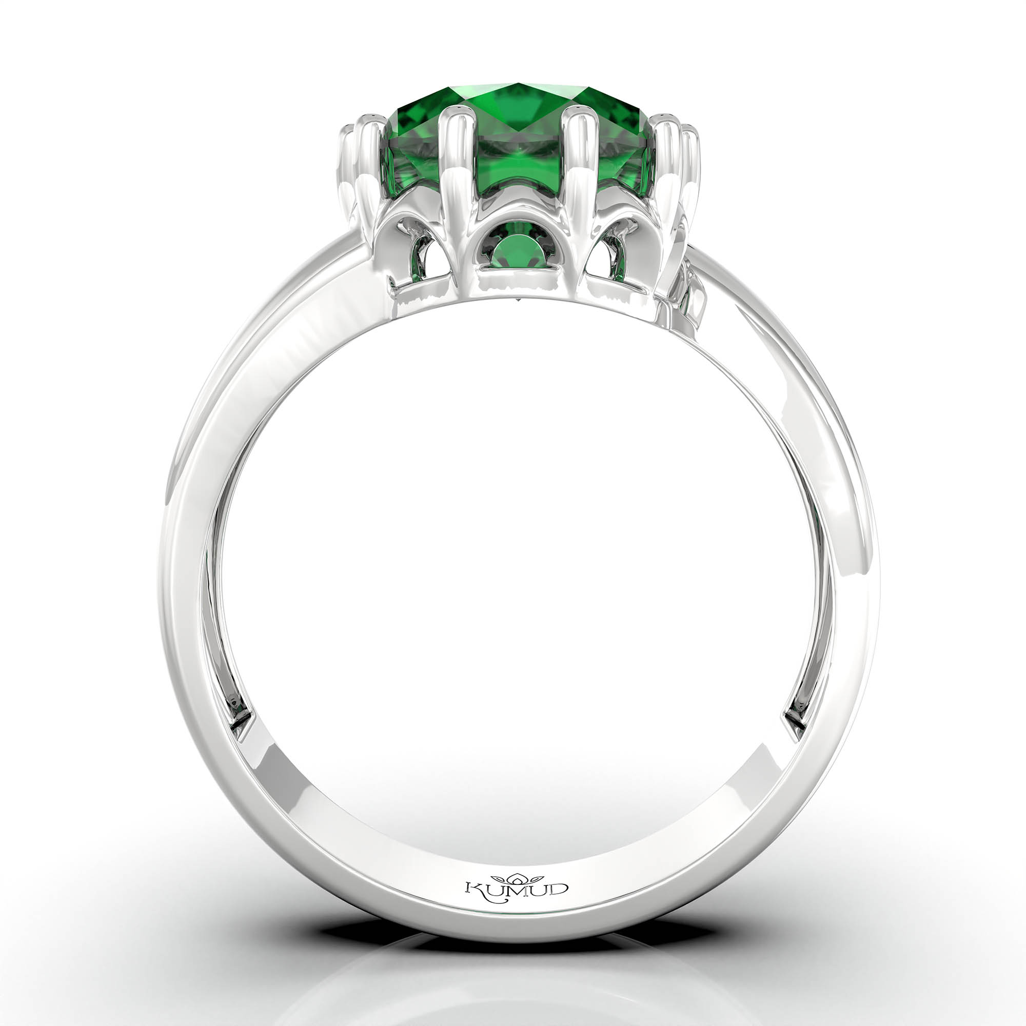Emerald (Panna) Ring for Women in 925 Sterling Silver – Oval 9x8 mm, Prong Setting, 1.8 g (Design KF-8) thumbnail