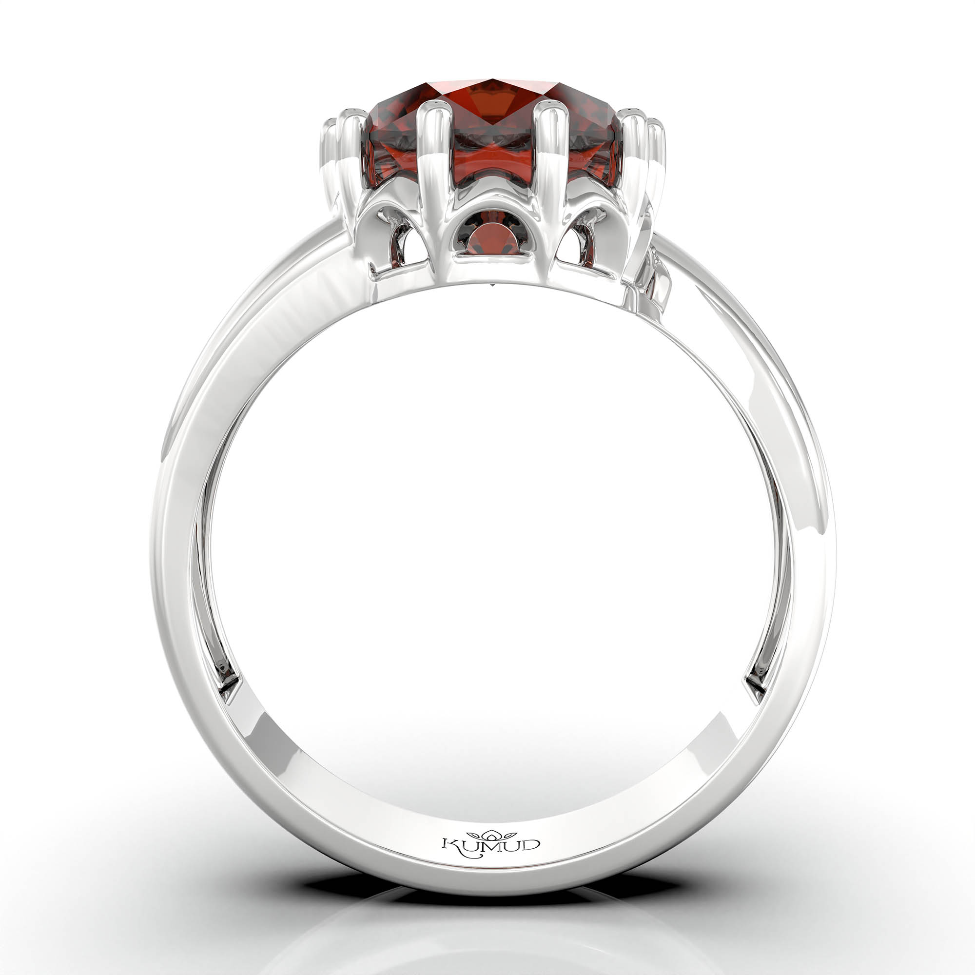 Hessonite (Gomed) Ring for Women in 925 Sterling Silver – Oval 9x8 mm, Prong Setting, 1.8 g (Design KF-8) thumbnail