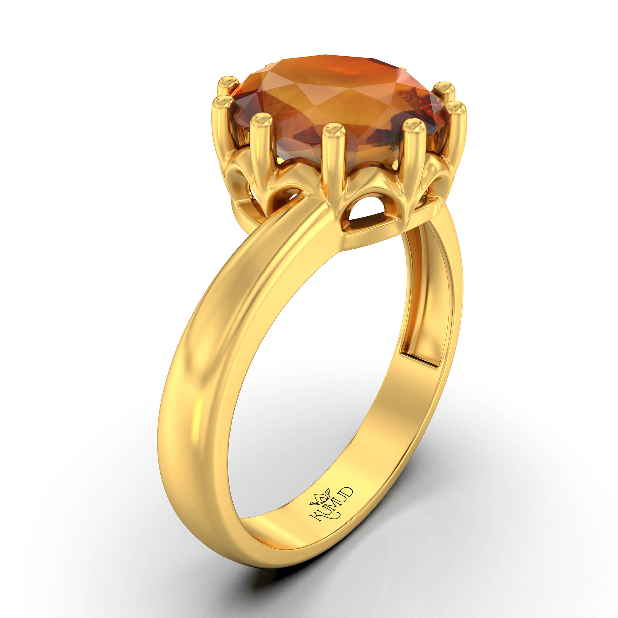 Hessonite (Gomed) Ring for Women in 22K Yellow Gold – Oval 9x8 mm, Prong Setting, 3 g (Design KF-8) thumbnail