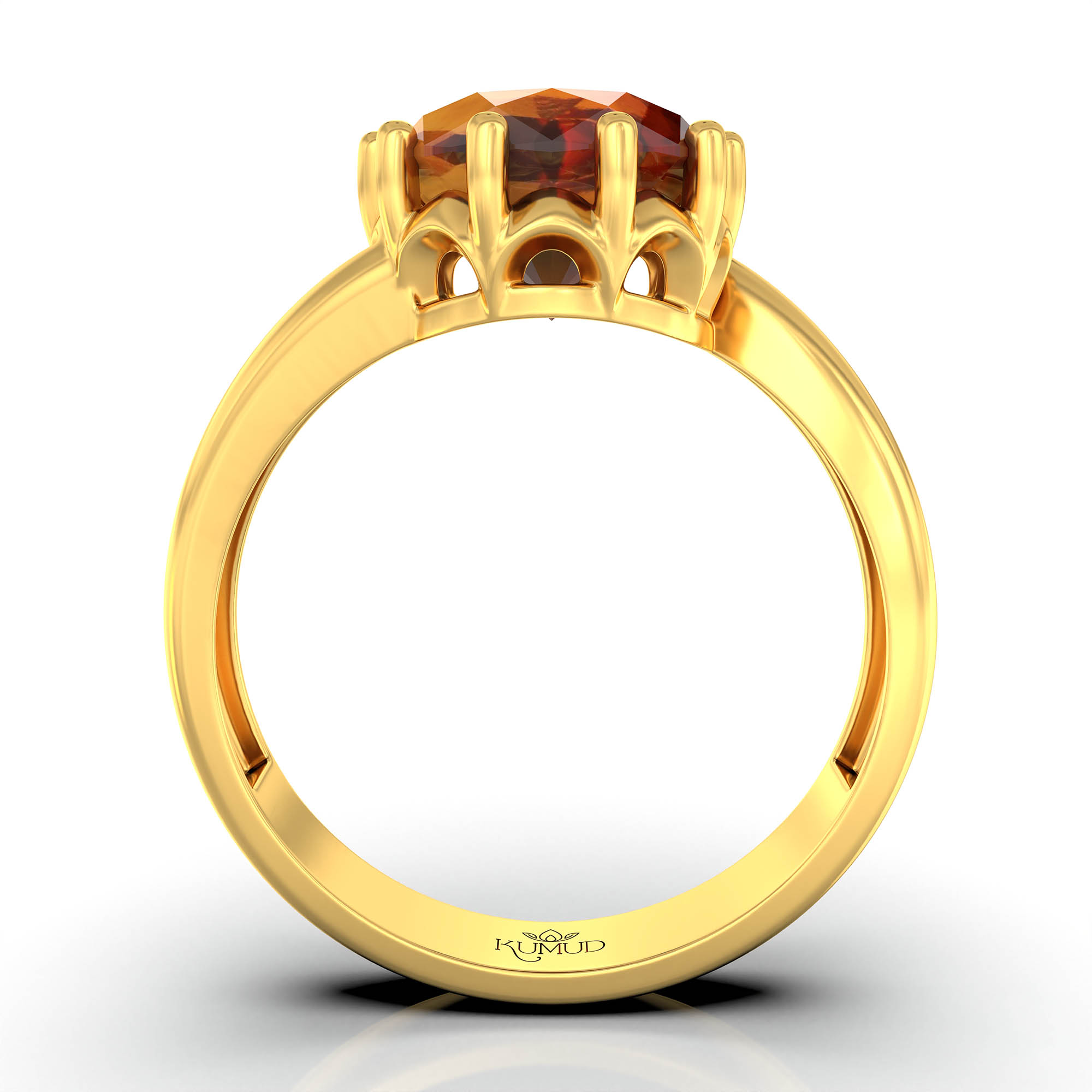 Hessonite (Gomed) Ring for Women in 22K Yellow Gold – Oval 9x8 mm, Prong Setting, 3 g (Design KF-8) thumbnail