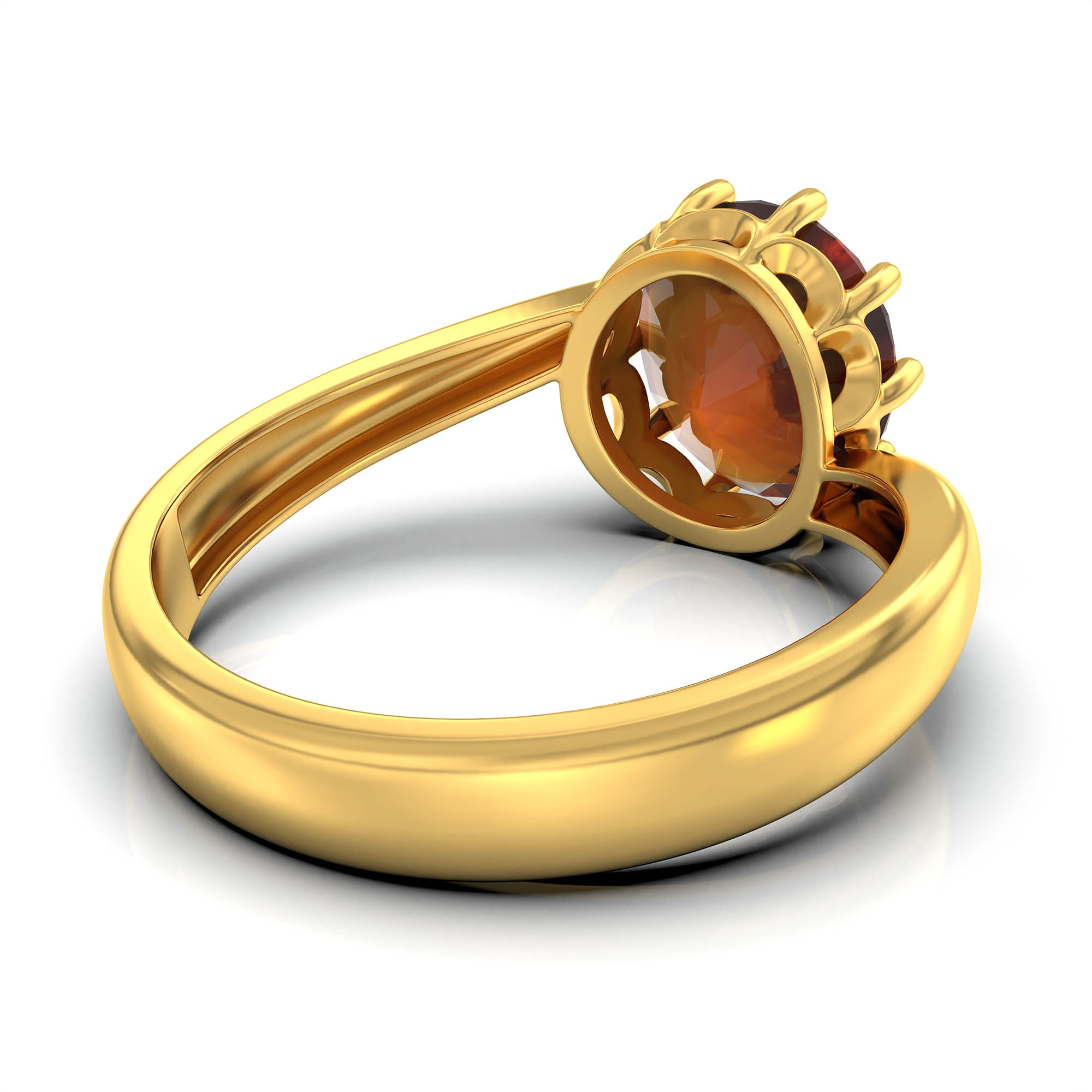 Hessonite (Gomed) Ring for Women in 22K Yellow Gold – Oval 9x8 mm, Prong Setting, 3 g (Design KF-8) thumbnail