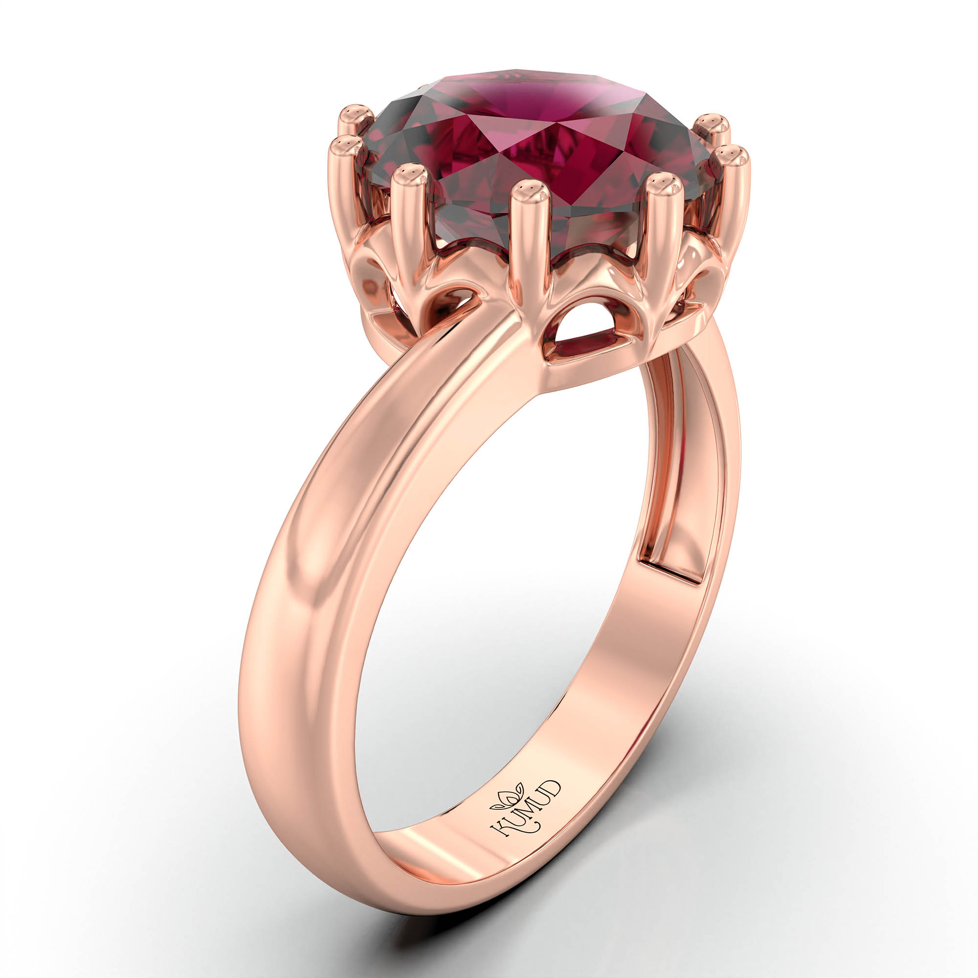 Ruby (Manik) Ring for Women in 18K Rose Gold – Oval 9x8 mm, Prong Setting, 3 g (Design KF-8) thumbnail