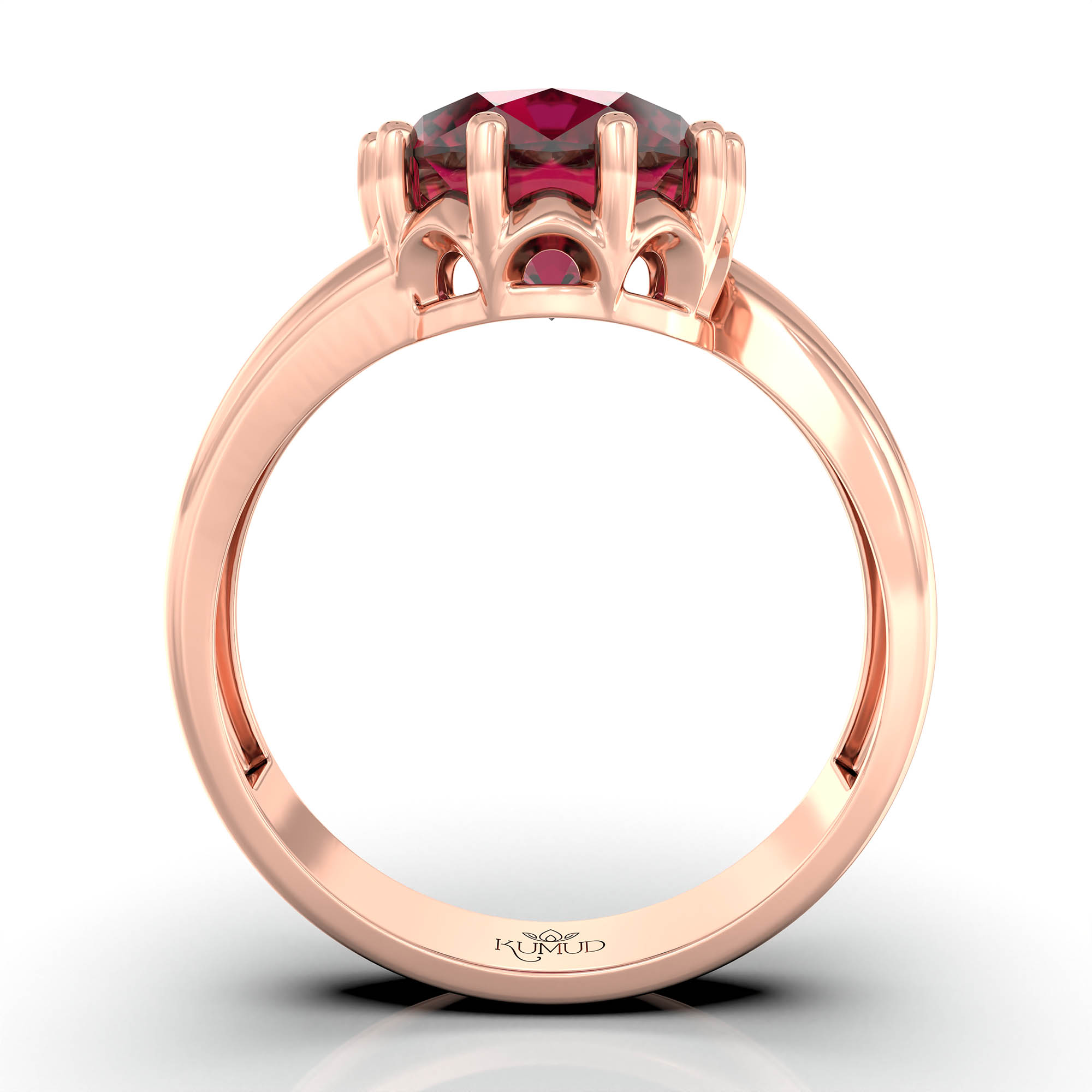 Ruby (Manik) Ring for Women in 18K Rose Gold – Oval 9x8 mm, Prong Setting, 3 g (Design KF-8) thumbnail
