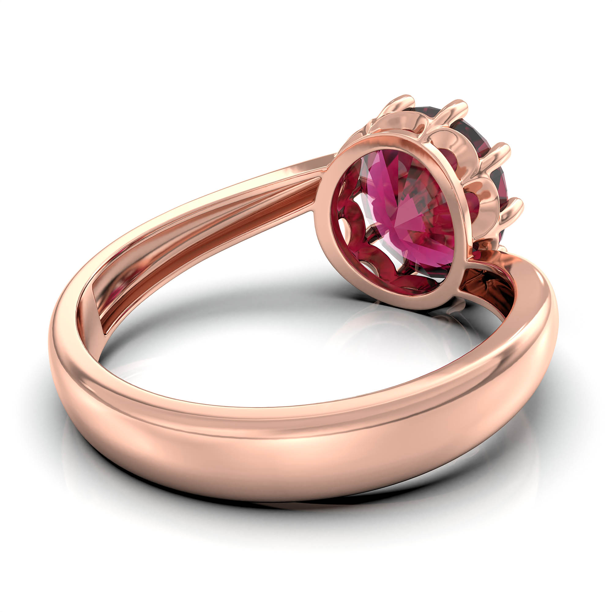 Ruby (Manik) Ring for Women in 18K Rose Gold – Oval 9x8 mm, Prong Setting, 3 g (Design KF-8) thumbnail