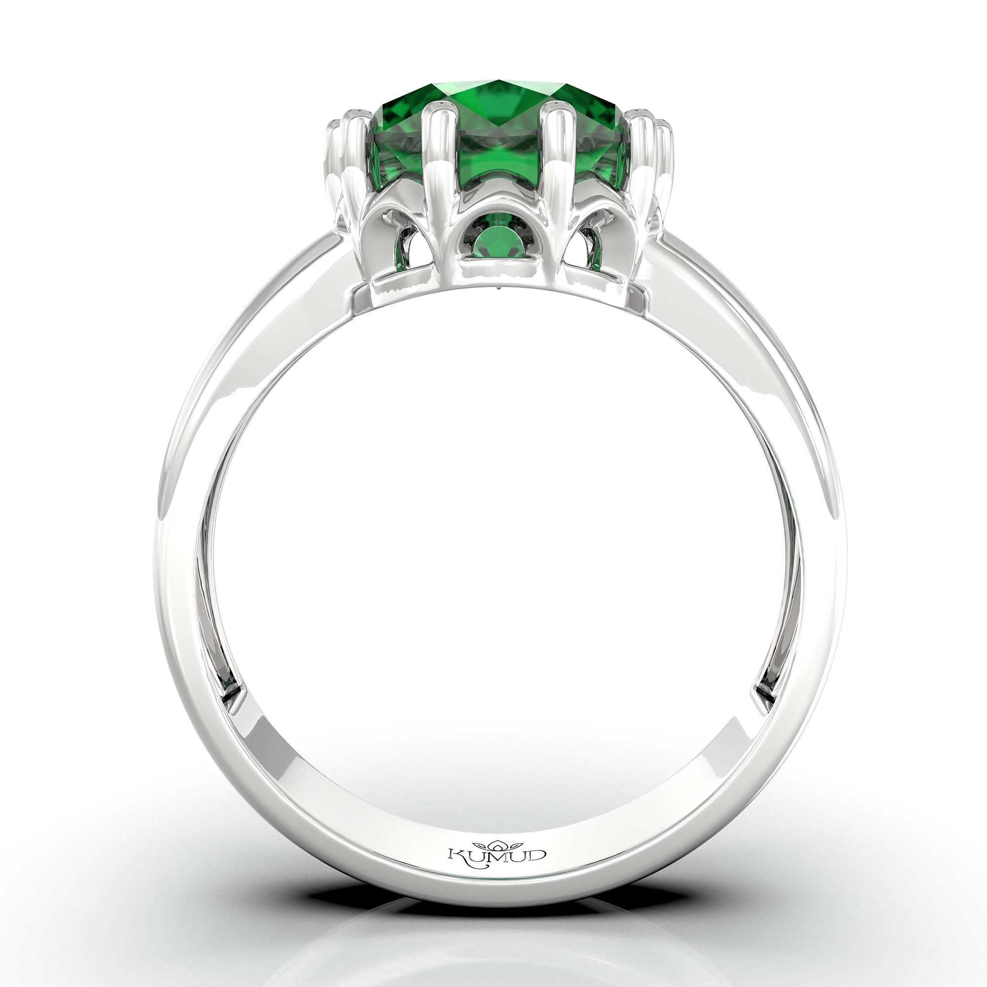 Emerald (Panna) Ring for Women in 925 Sterling Silver – Oval 9x8 mm, Prong Setting, 1.8 g (Design KF-9) thumbnail