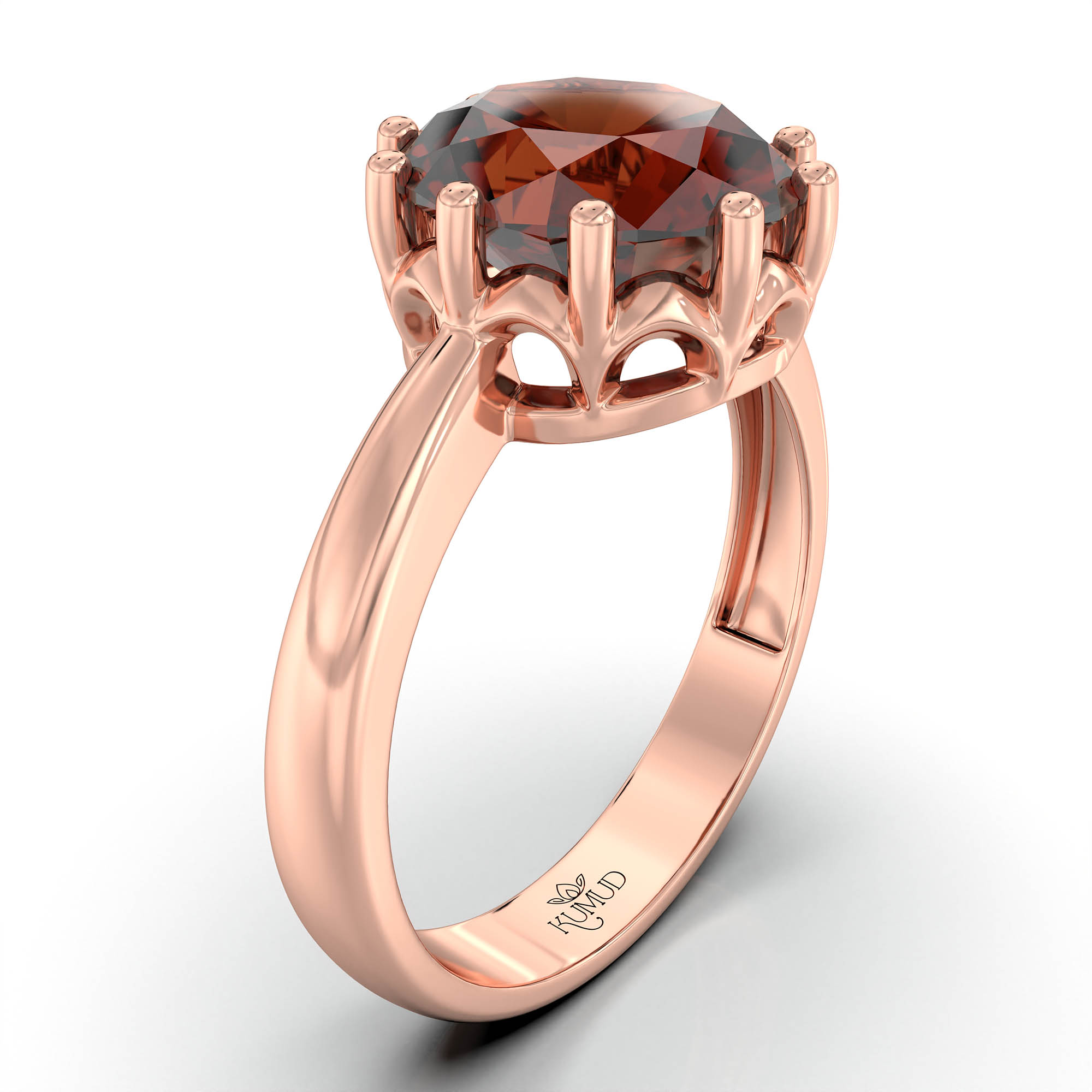Hessonite (Gomed) Ring for Women in 18K Rose Gold – Oval 9x8 mm, Prong Setting, 3 g (Design KF-9) thumbnail