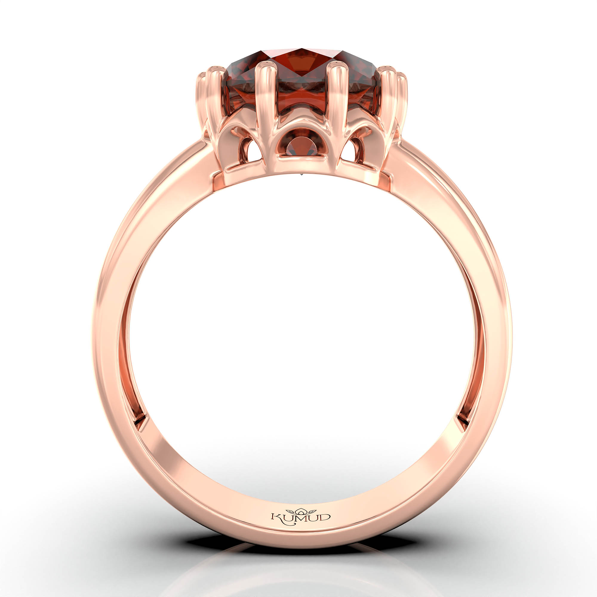 Hessonite (Gomed) Ring for Women in 18K Rose Gold – Oval 9x8 mm, Prong Setting, 3 g (Design KF-9) thumbnail