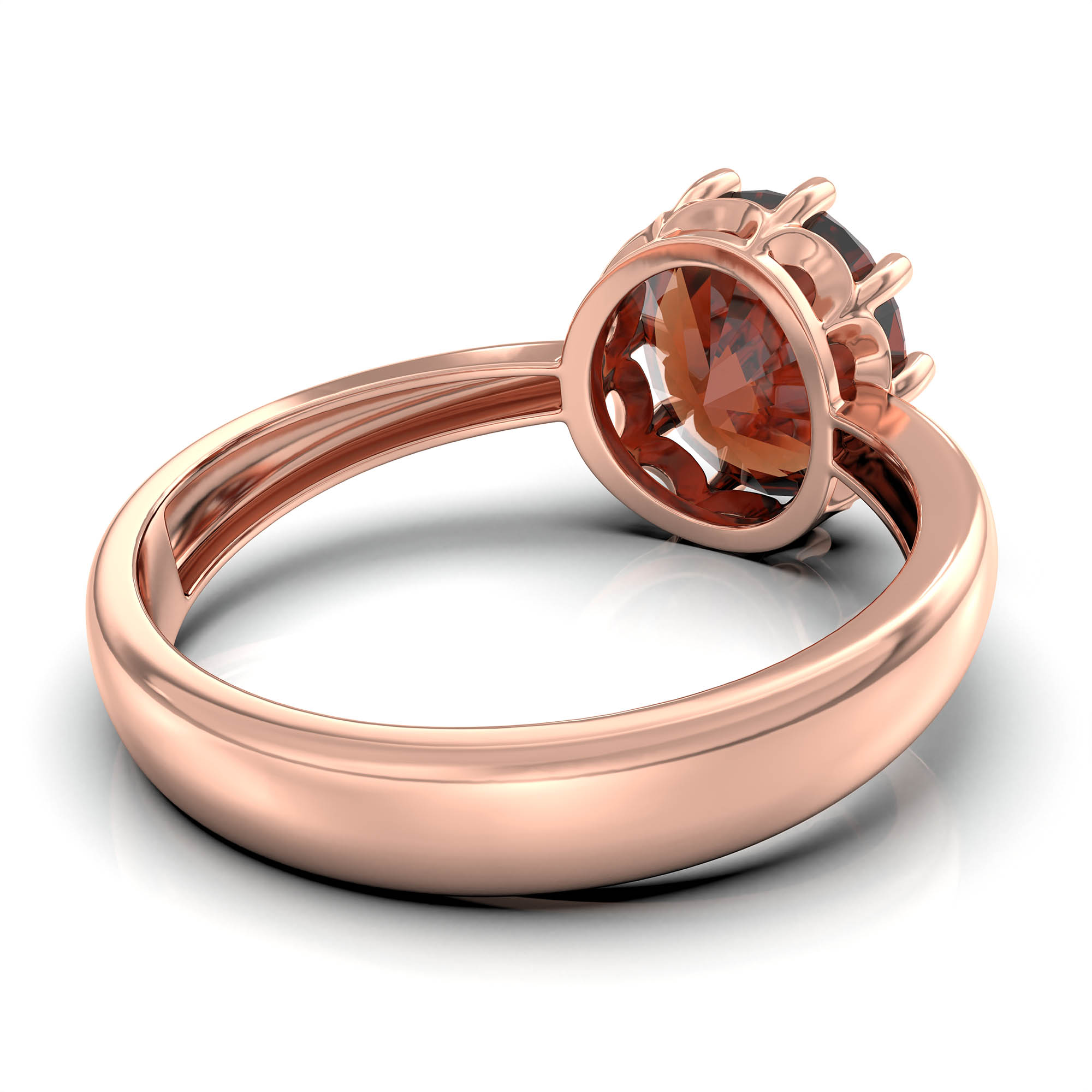 Hessonite (Gomed) Ring for Women in 18K Rose Gold – Oval 9x8 mm, Prong Setting, 3 g (Design KF-9) thumbnail