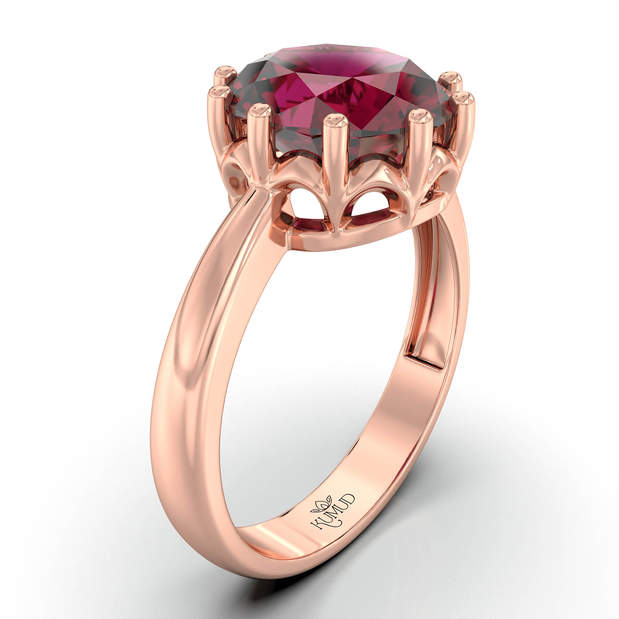 Ruby (Manik) Ring for Women in 18K Rose Gold – Oval 9x8 mm, Prong Setting, 3 g (Design KF-9) thumbnail