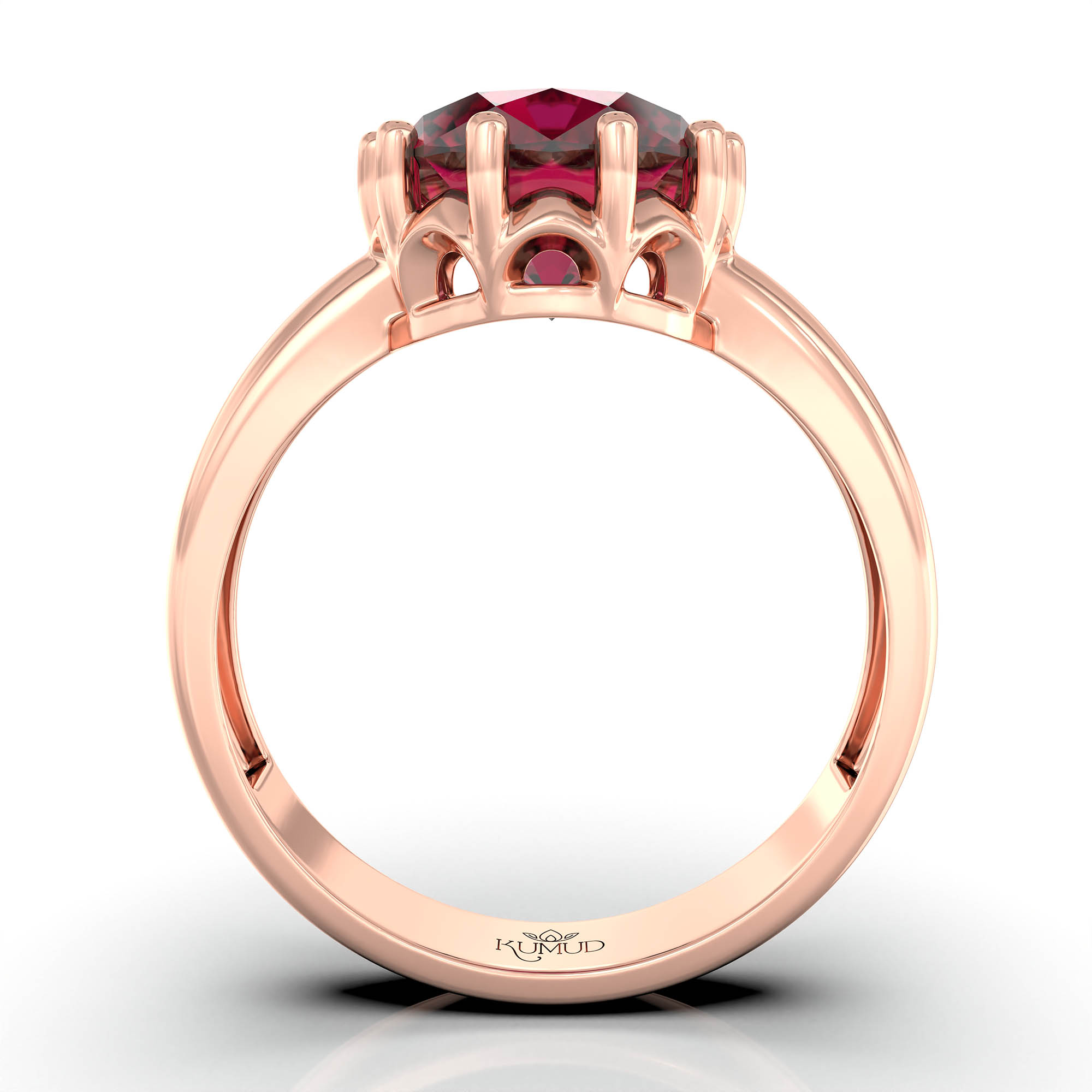 Ruby (Manik) Ring for Women in 18K Rose Gold – Oval 9x8 mm, Prong Setting, 3 g (Design KF-9) thumbnail