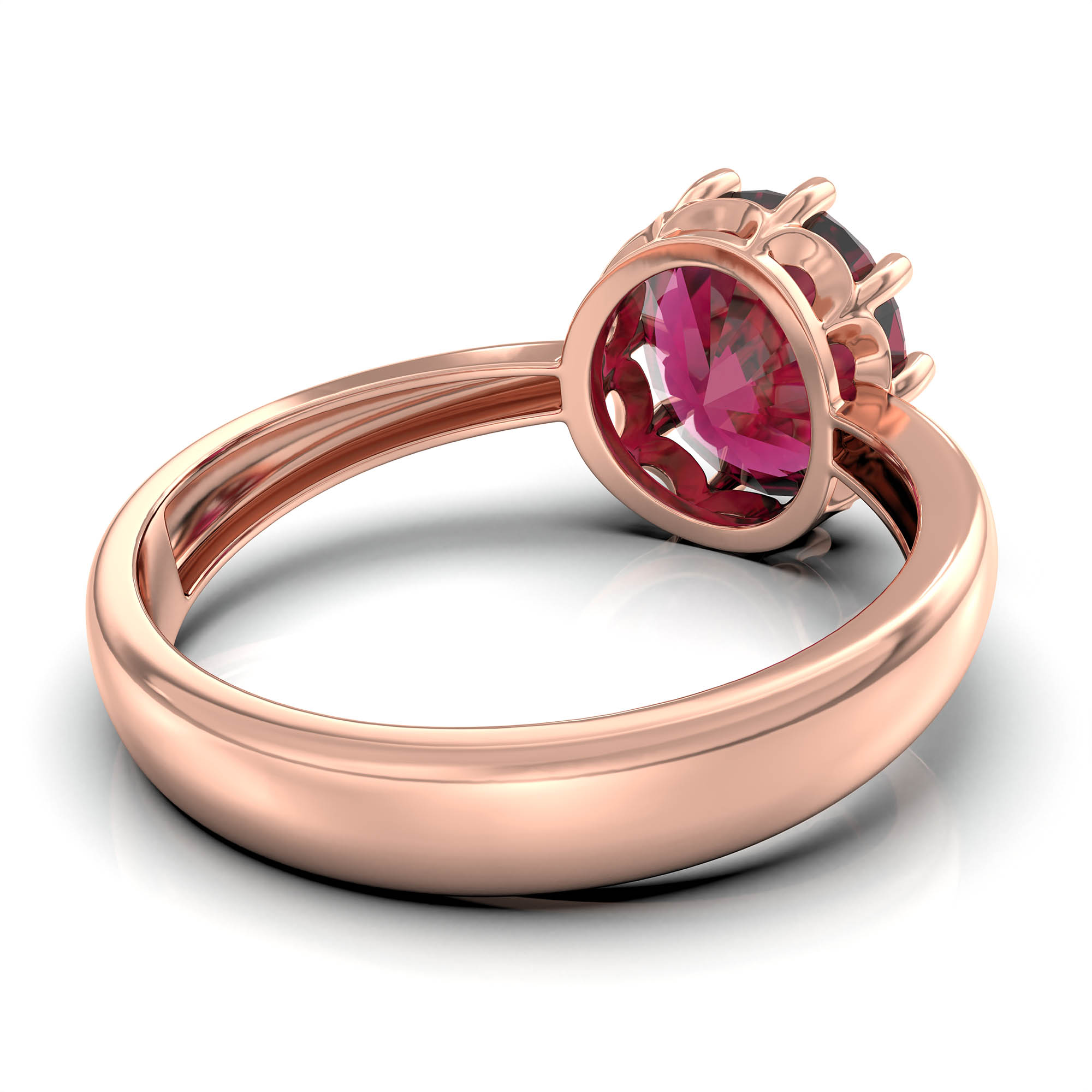 Ruby (Manik) Ring for Women in 18K Rose Gold – Oval 9x8 mm, Prong Setting, 3 g (Design KF-9) thumbnail