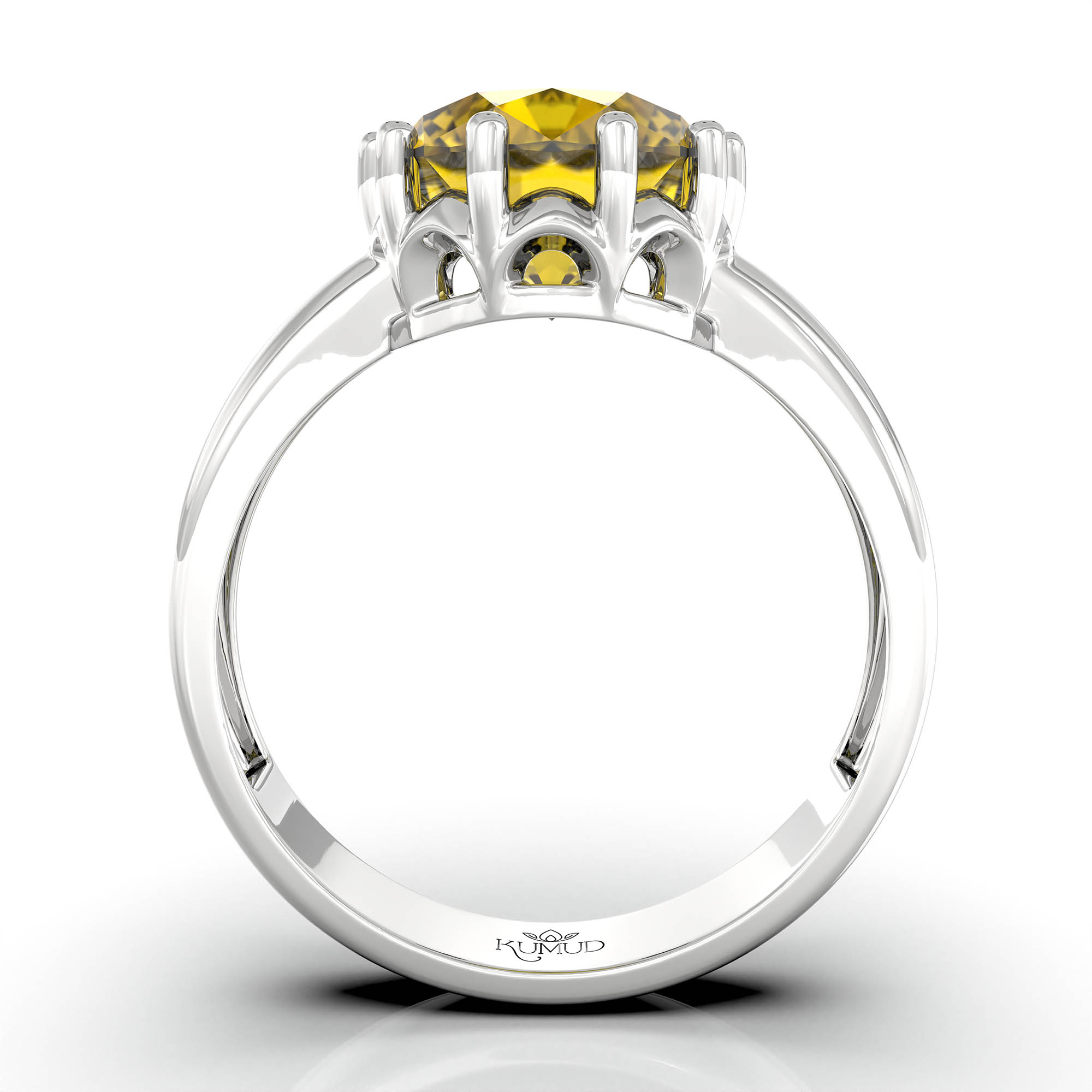 Yellow Sapphire (Pukhraj) Ring for Women in 925 Sterling Silver – Oval 9x8 mm, Prong Setting, 1.8 g (Design KF-9) thumbnail