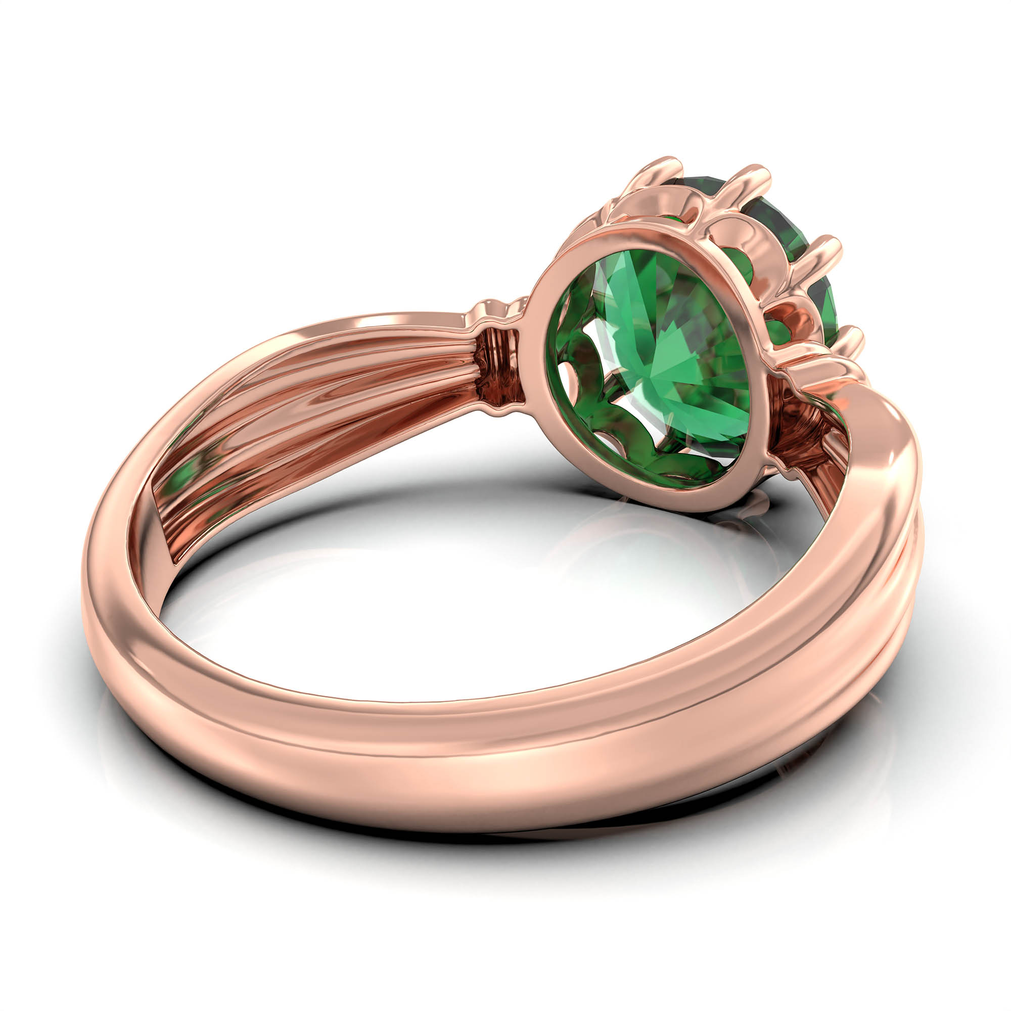 Emerald (Panna) Ring for Women in 18K Rose Gold – Oval 9x8 mm, Prong Setting, 3 g (Design KF-10) thumbnail
