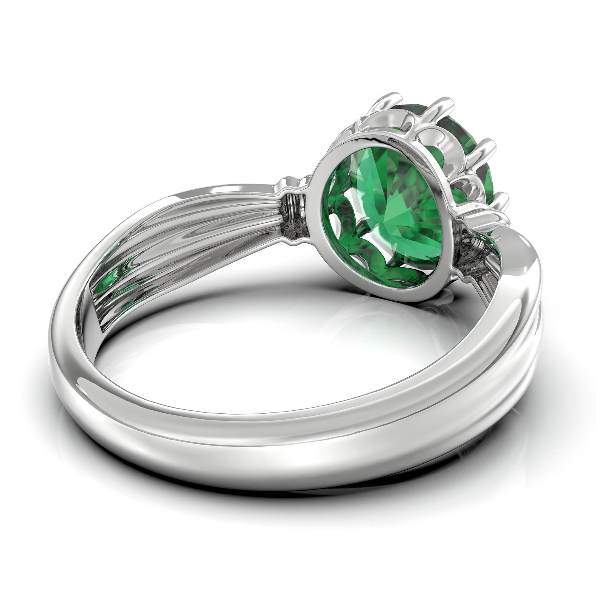 Emerald (Panna) Ring for Women in 925 Sterling Silver – Oval 9x8 mm, Prong Setting, 1.8 g (Design KF-10) thumbnail