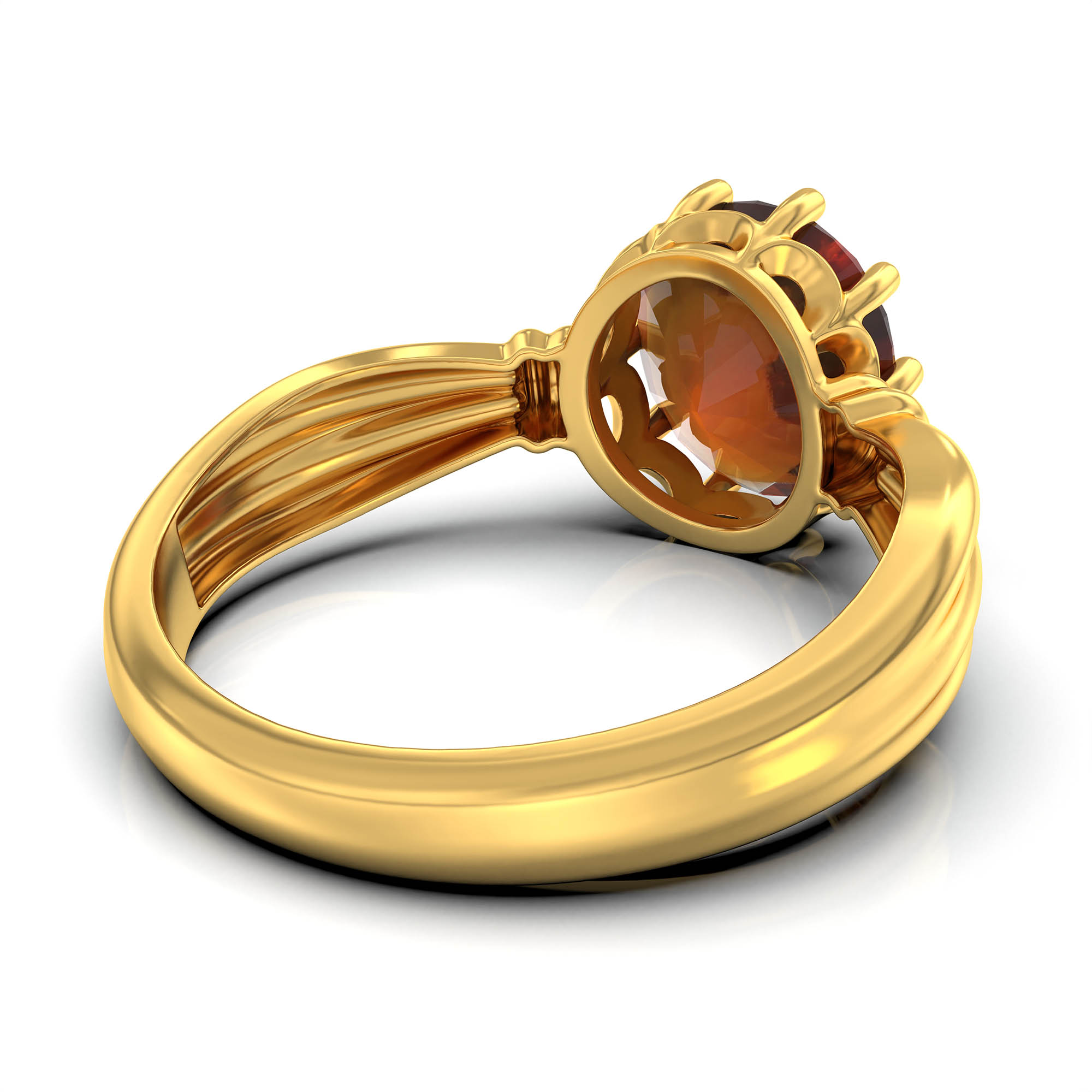 Hessonite (Gomed) Ring for Women in 22K Yellow Gold – Oval 9x8 mm, Prong Setting, 3 g (Design KF-10) thumbnail