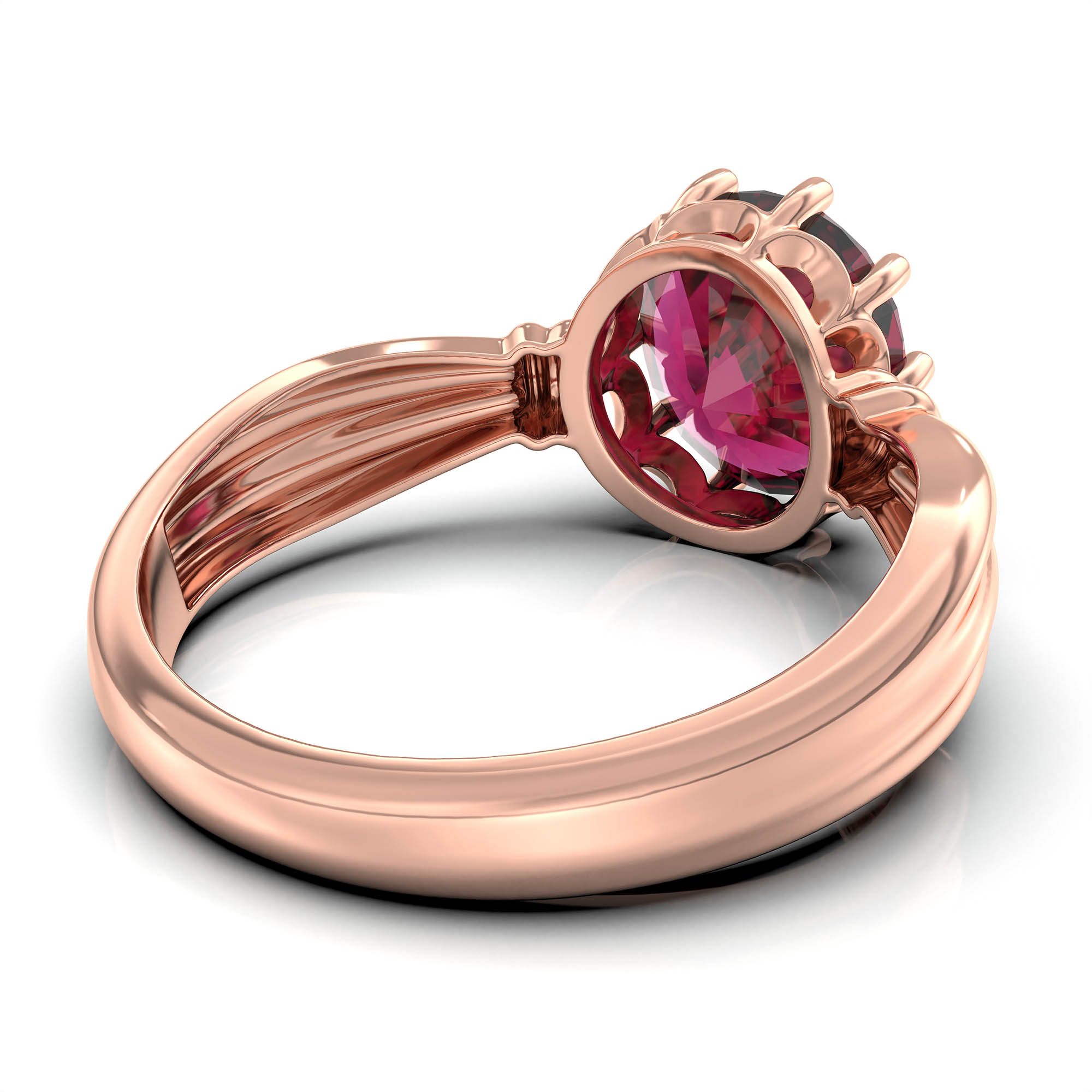 Ruby (Manik) Ring for Women in 18K Rose Gold – Oval 9x8 mm, Prong Setting, 3 g (Design KF-10) thumbnail