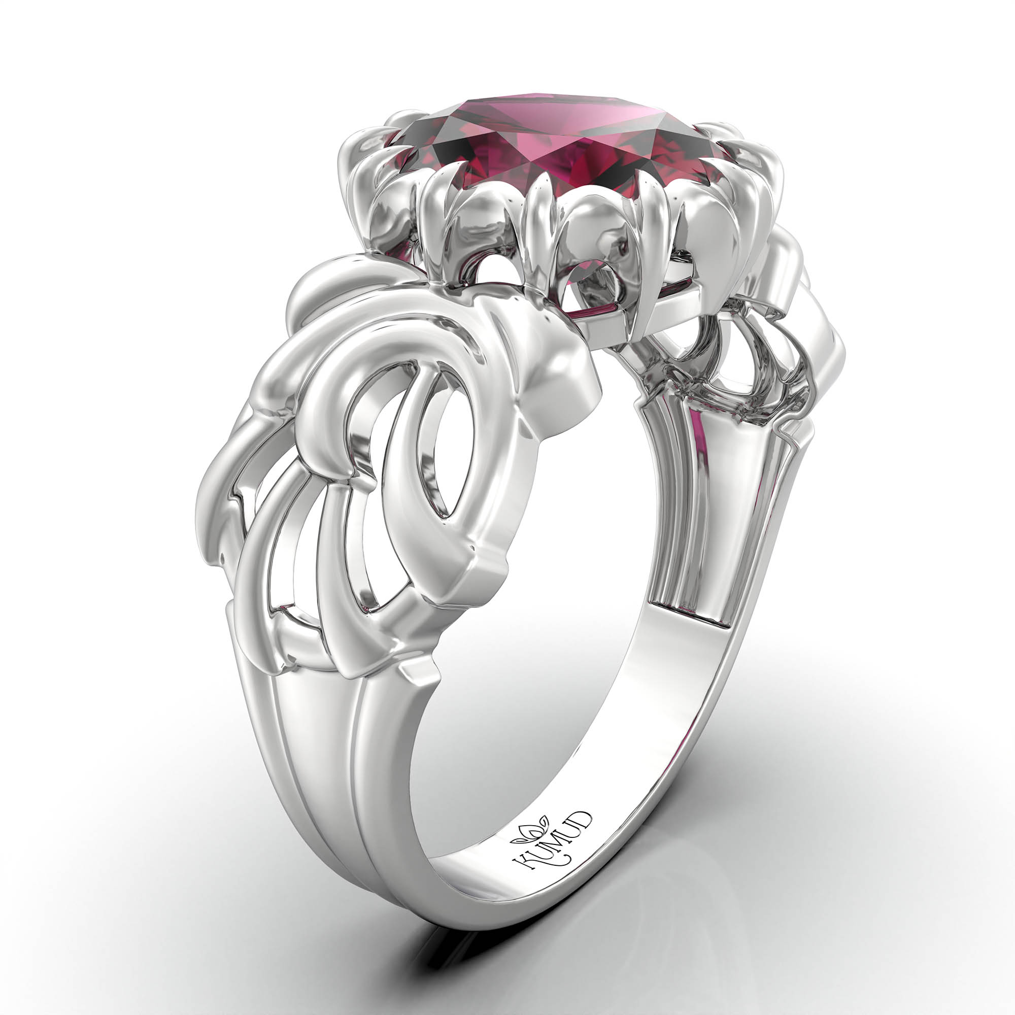 Ruby (Manik) Ring for Women in 925 Sterling Silver – Oval 9x8 mm, Prong Setting, 1.8 g (Design KA-1) thumbnail