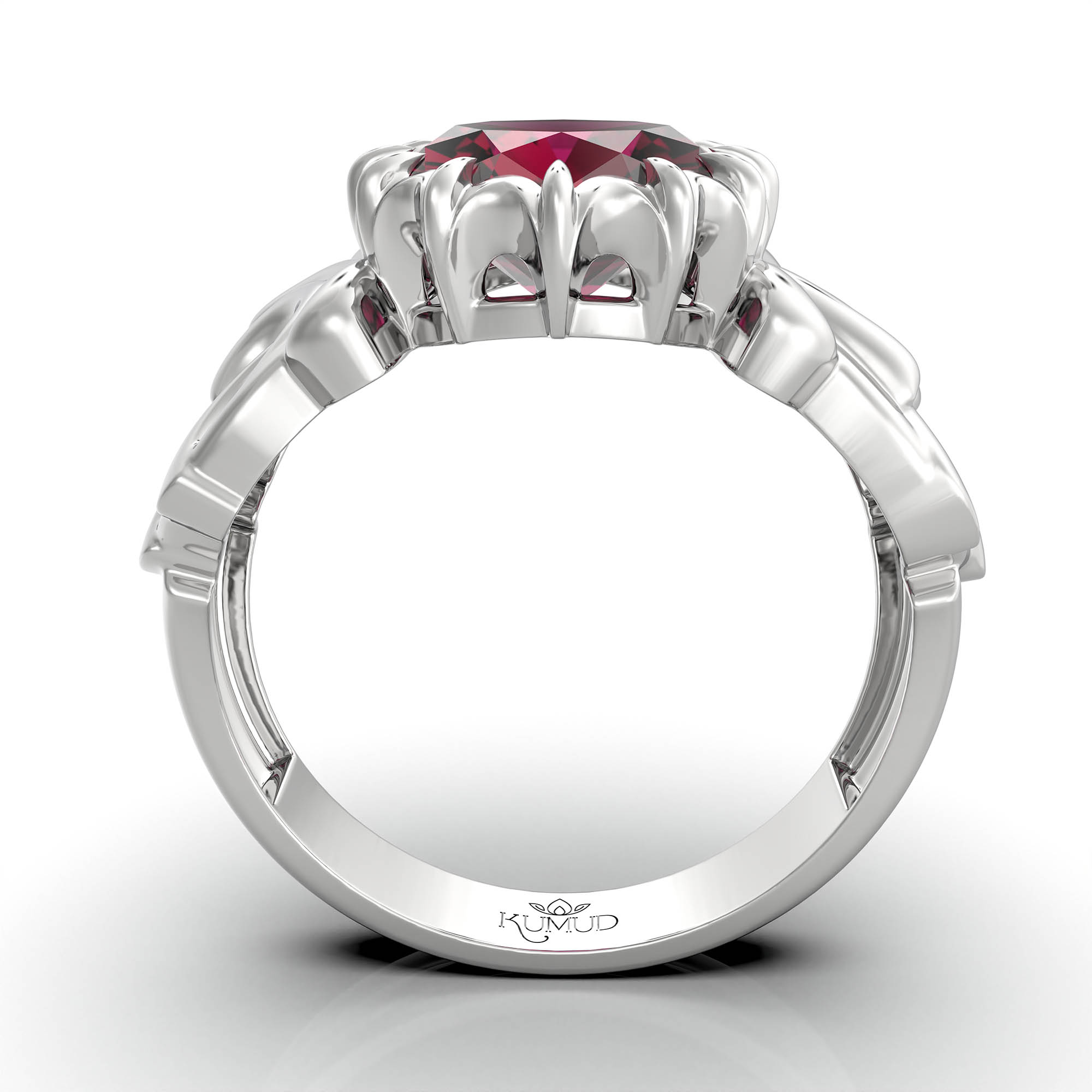 Ruby (Manik) Ring for Women in 925 Sterling Silver – Oval 9x8 mm, Prong Setting, 1.8 g (Design KA-1) thumbnail
