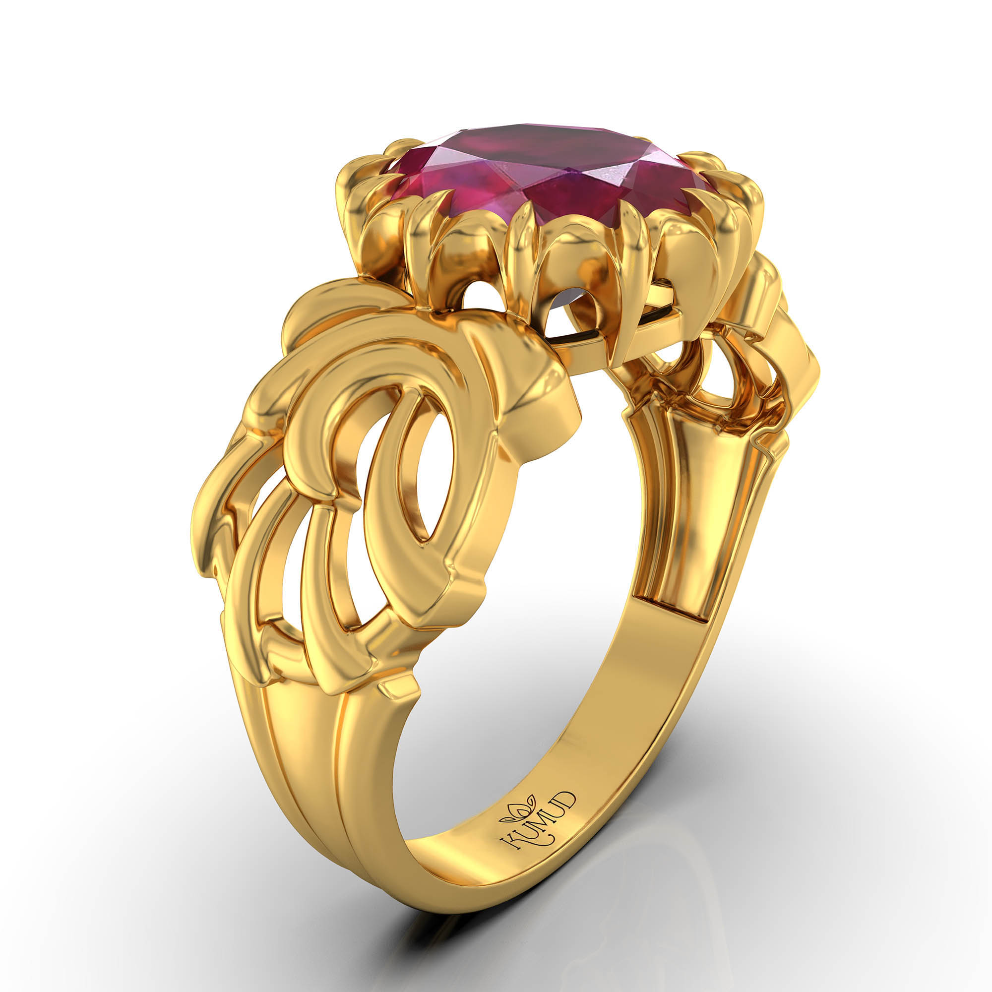 Ruby (Manik) Antique Ring for Women in 22K Yellow Gold – Oval 9x8 mm, Prong Setting, 3 g (Design KA-1) thumbnail